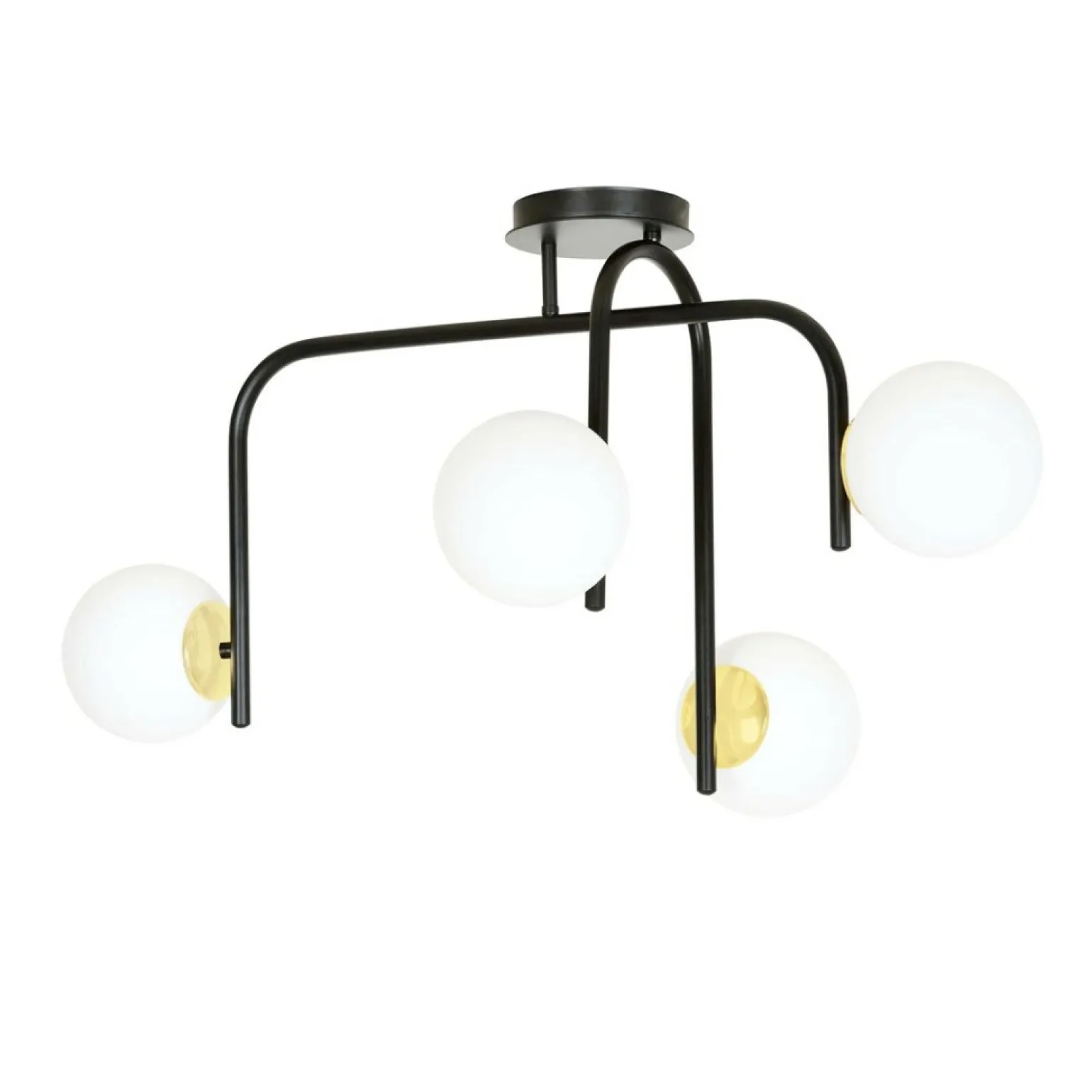 Flash Sale Czarno-złota lampa z okrągłymi kloszami 1032/4B RAGNAR | Kaja Żyrandole Nowoczesne