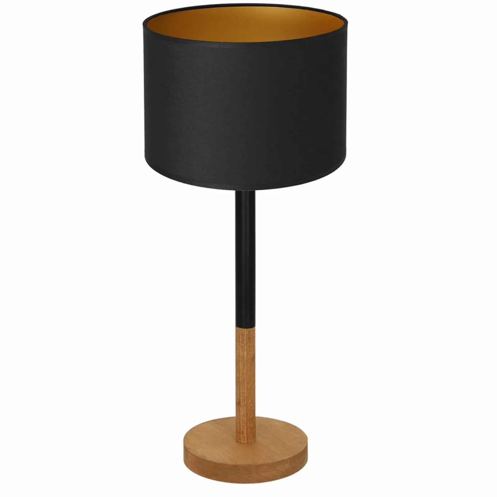 Sklep Kaja Czarno-złota lampka nocna, drewniana noga LX 3825 z serii TABLE LAMPS* Lampki Stołowe Z Abażurem | Tradycyjne Lampki Stołowe