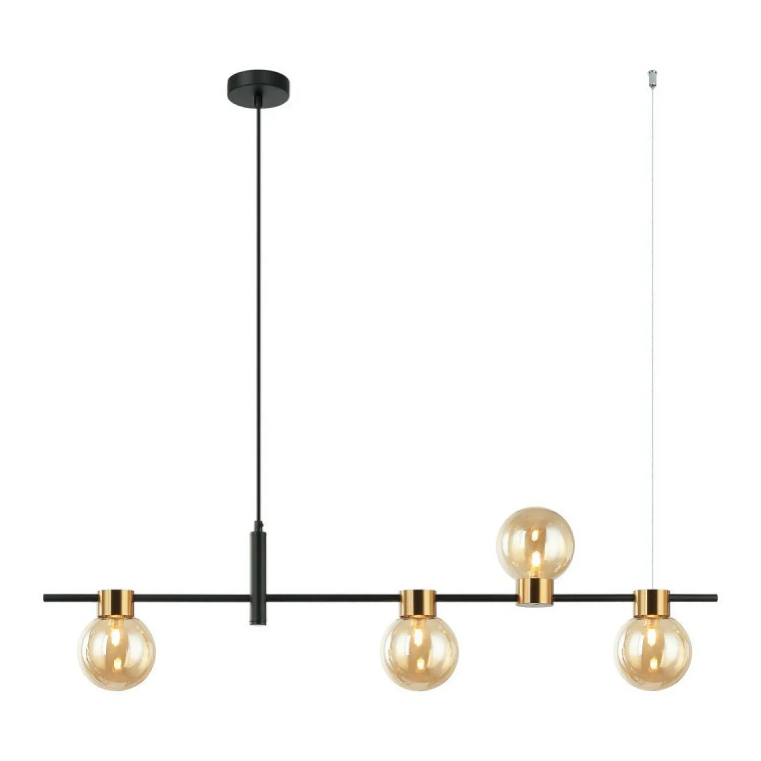Fashion Czarno-złota, prosta lampa wisząca PND-5225-4-BK-AMB z serii BLETTER Żyrandole Nowoczesne