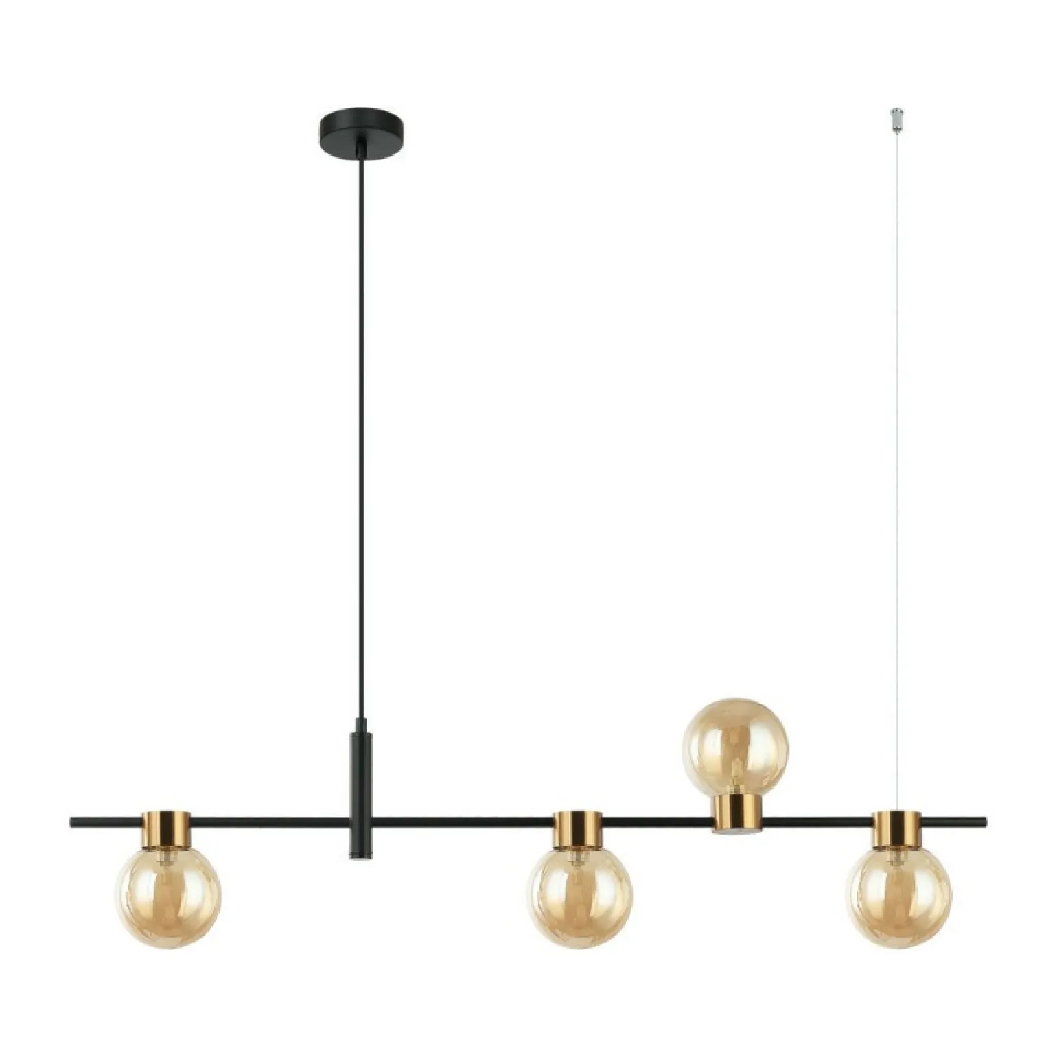 Fashion Czarno-złota, prosta lampa wisząca PND-5225-4-BK-AMB z serii BLETTER Żyrandole Nowoczesne