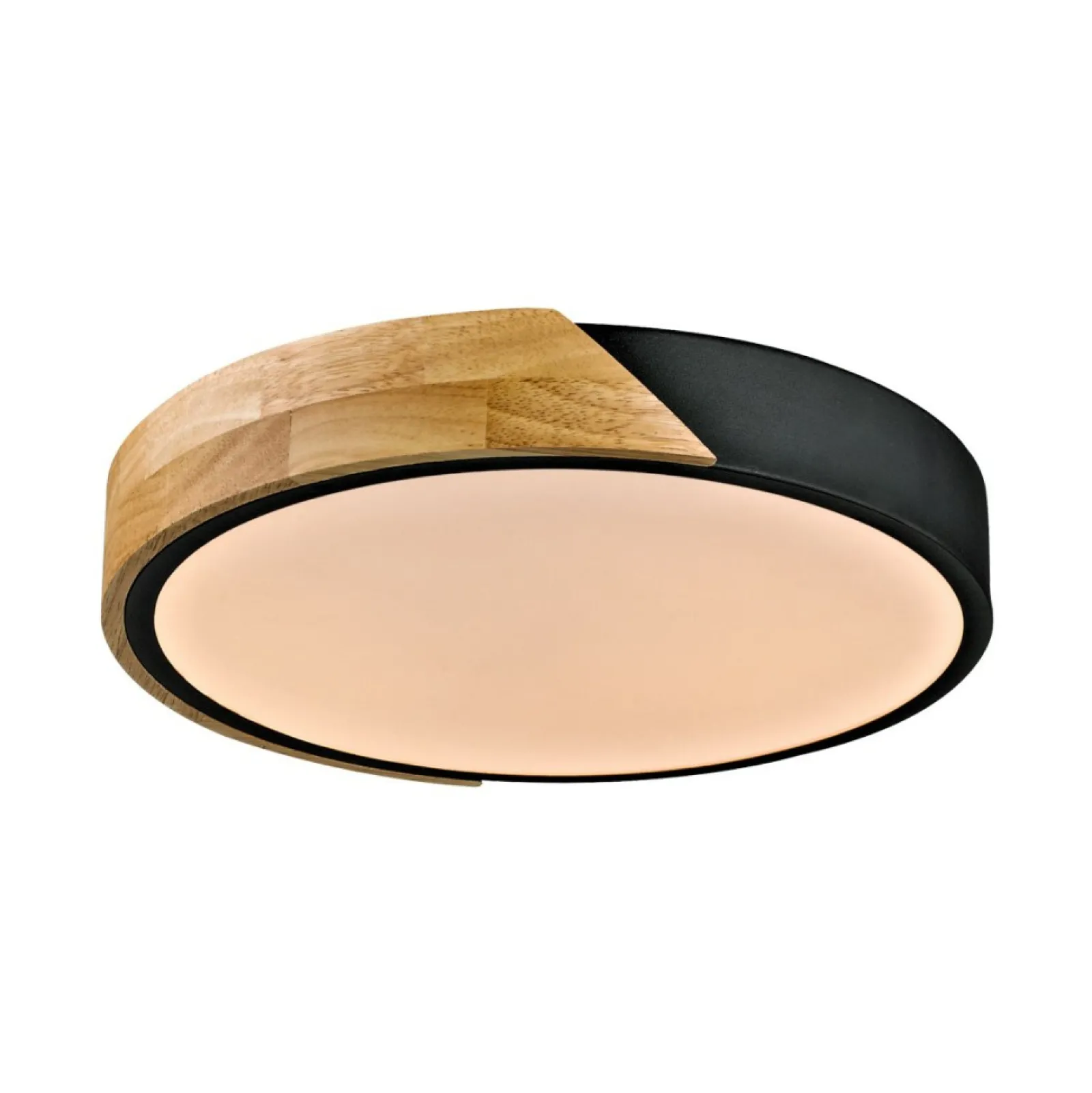 Sklep Kaja Czarny plafon sufitowy, z drewnem PLF-13186-BK-WO z serii NASTRO* Lampy Led | Plafony Nowoczesne