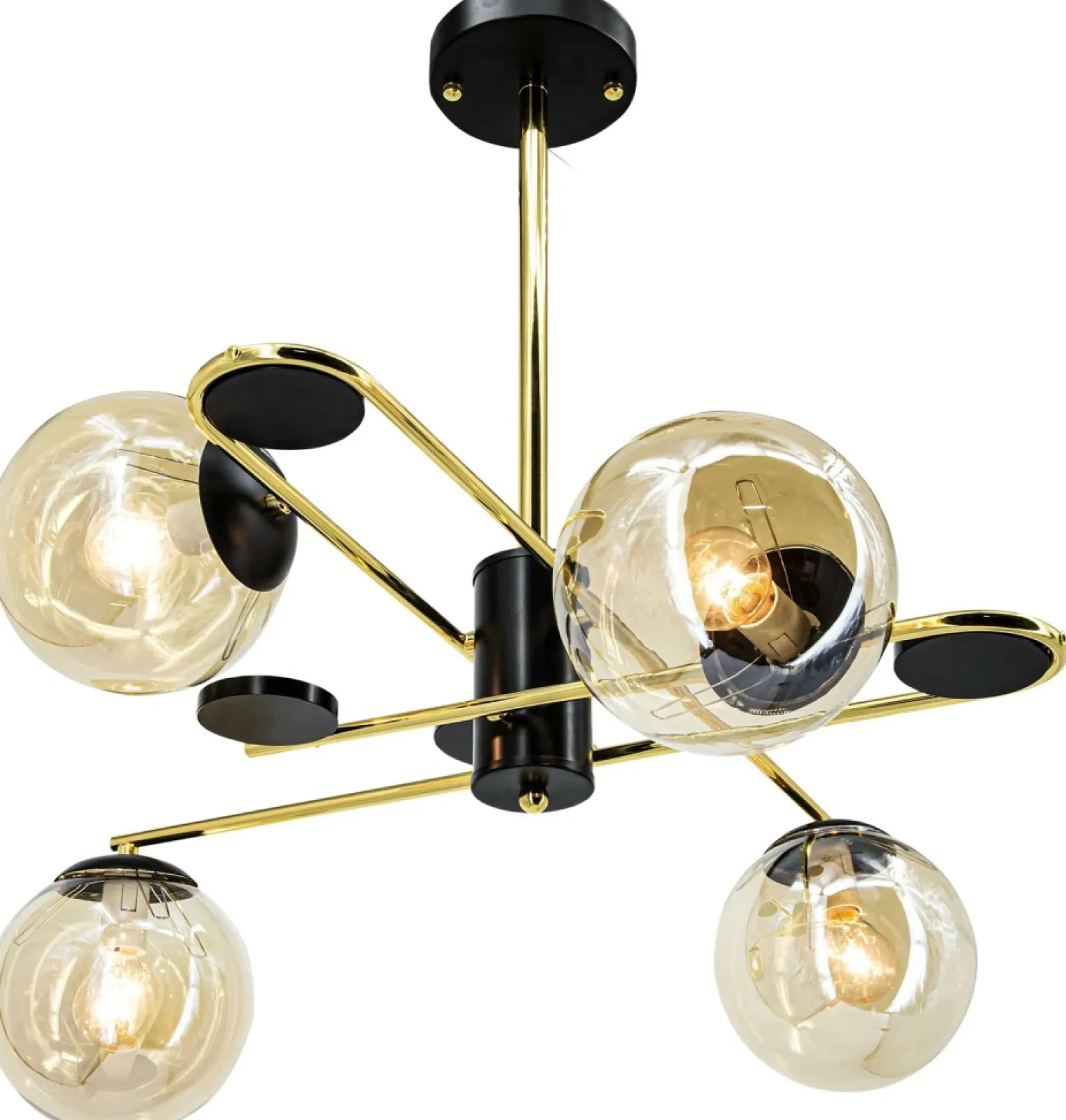 Flash Sale Dekoracyjna, czarno-złota lampa sufitowa 6303/4 TR BL ALICE | Kaja Żyrandole Nowoczesne