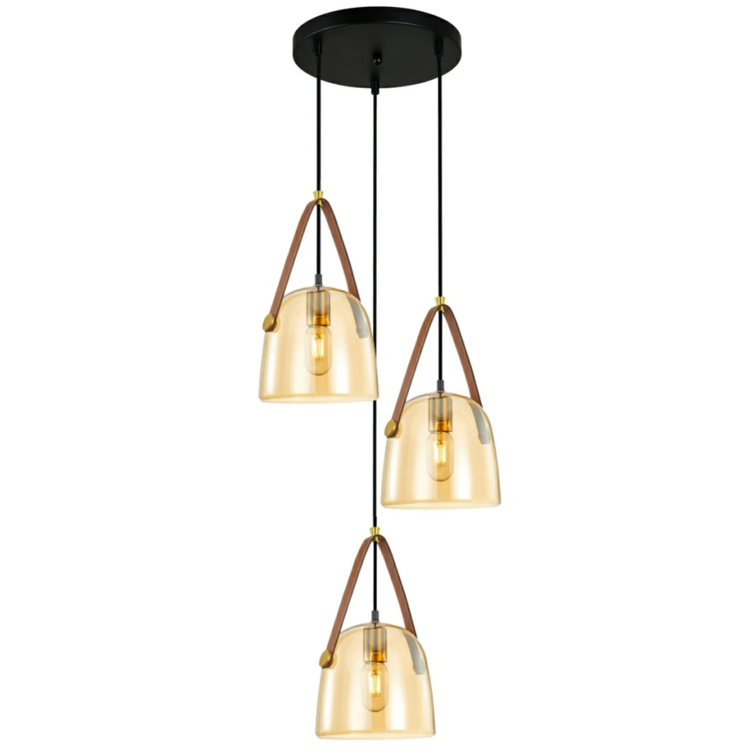 Sale Dekoracyjna lampa do rustykalnej sypialni PND-24342-3A-BK-AMB Żyrandole Nowoczesne