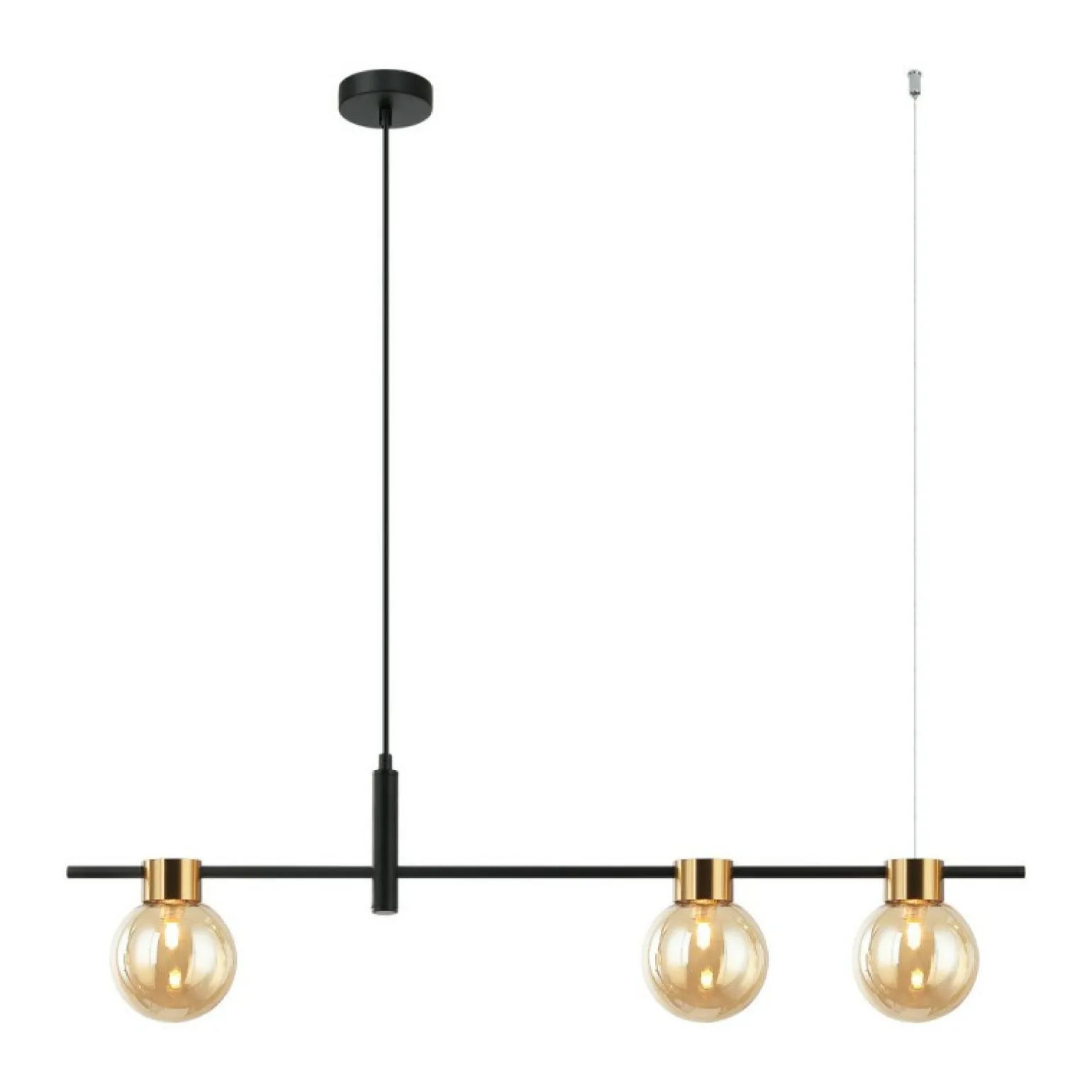 New Dekoracyjna lampa idealna nad stół PND-5225-3-BK-AMB z serii BLETTER Żyrandole Nowoczesne