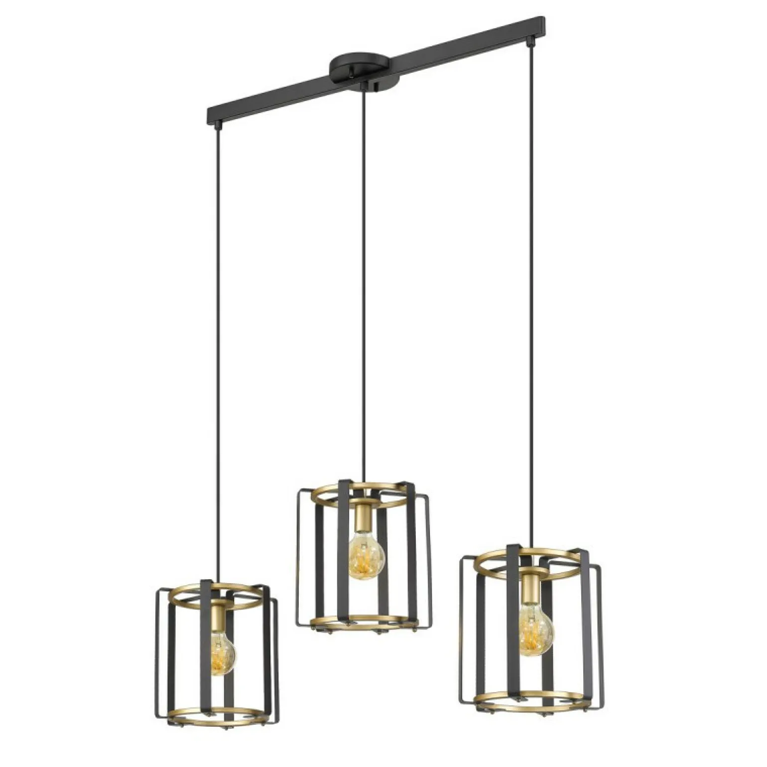 Outlet Dekoracyjna lampa wisząca do jadalni PND-44003-3-BK-GD z serii PRIMERO Żyrandole Nowoczesne