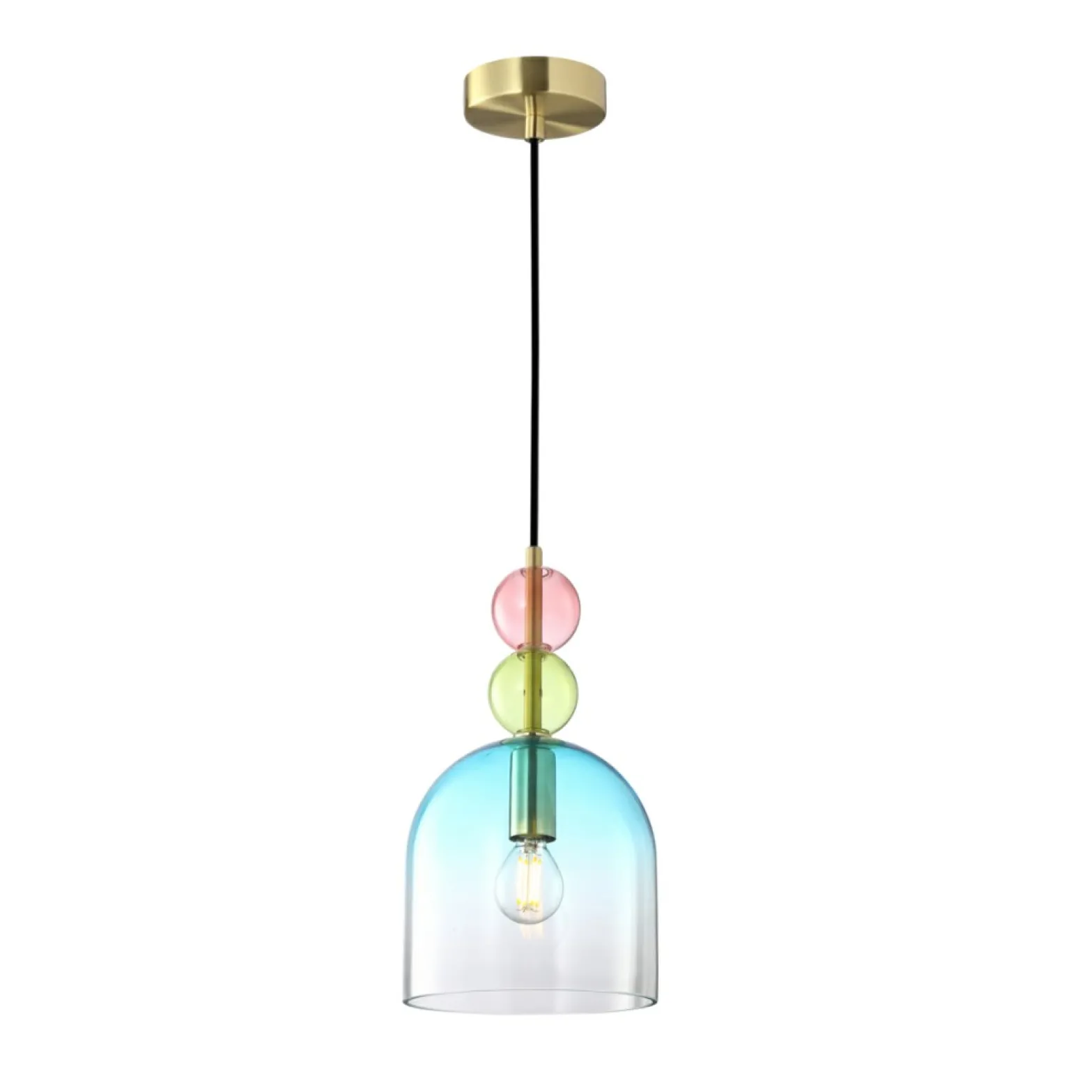 Outlet Dekoracyjna lampa z kolorowym kloszem PND-37462A-MC-GD MANSO | Kaja Żyrandole Nowoczesne