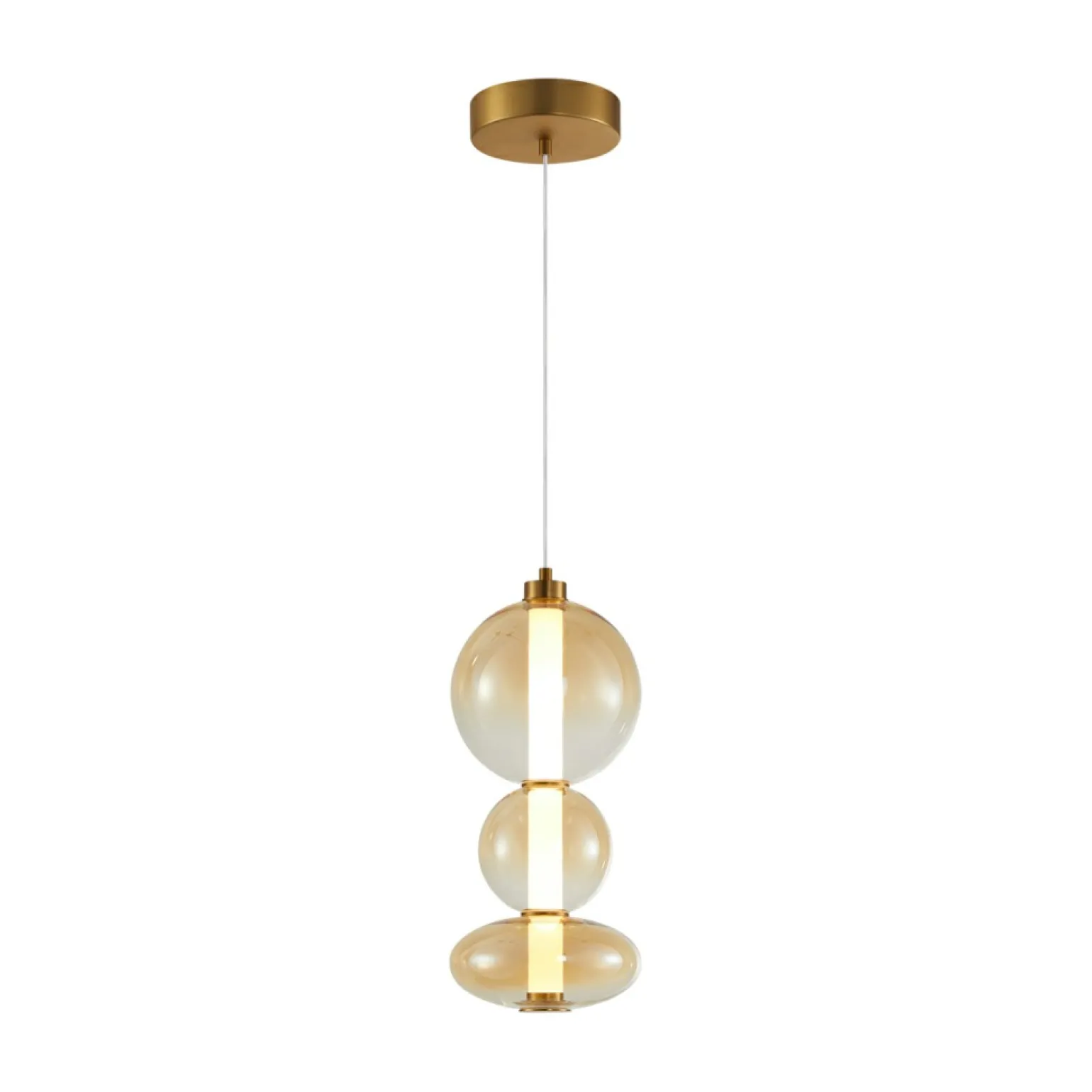 Outlet Dekoracyjna, ledowa lampa wisząca PND-24352V-24W-AB-AMB SONTE | Kaja Żyrandole Nowoczesne