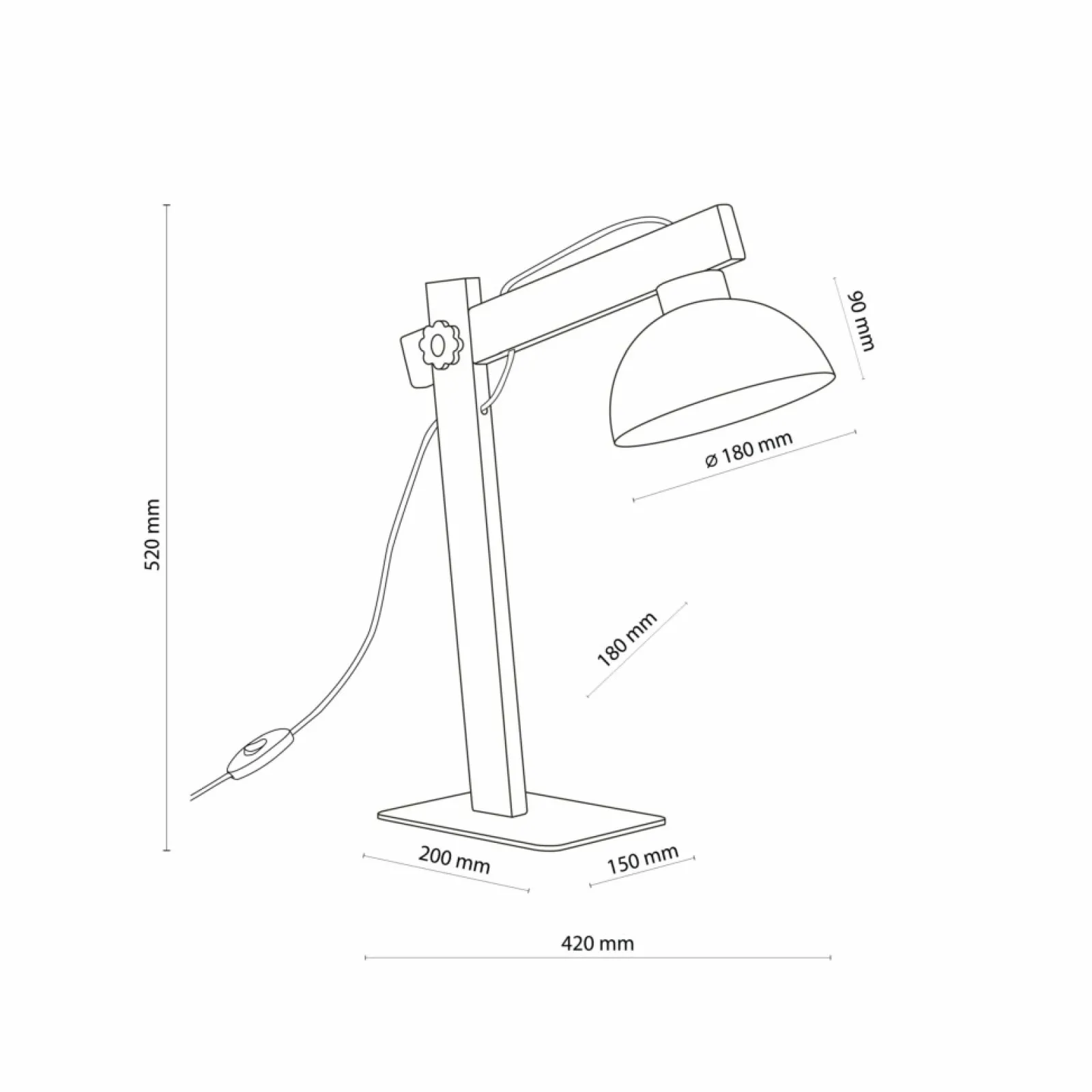 Sklep Kaja Designerska, biała lampka biurkowa z drewnem TK 5347 z serii OSLO* Lampki Biurkowe