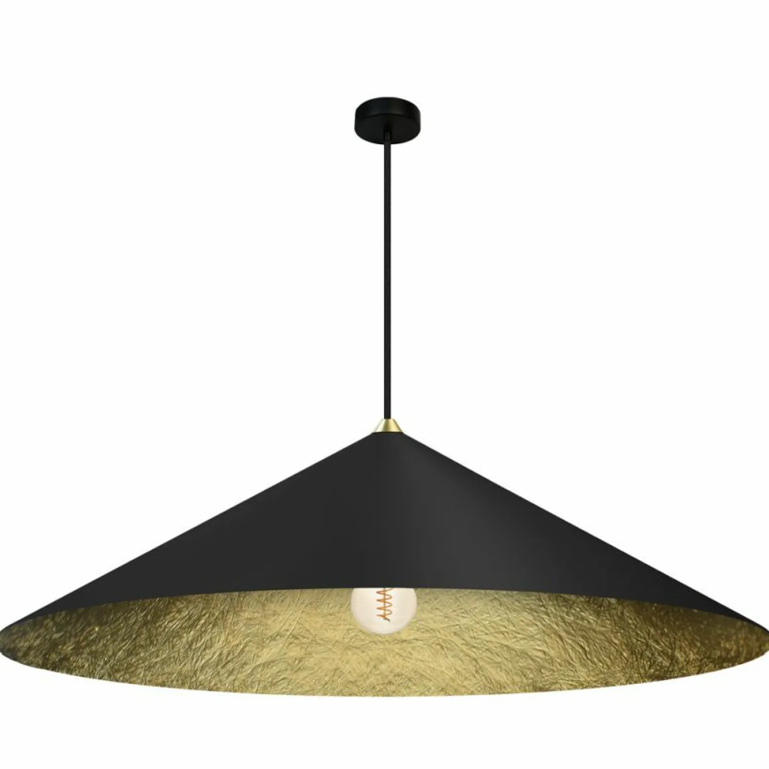 Online Designerska, czarno-złota lampa wisząca ⌀90cm MLP0647 FUJI | Kaja Żyrandole Nowoczesne