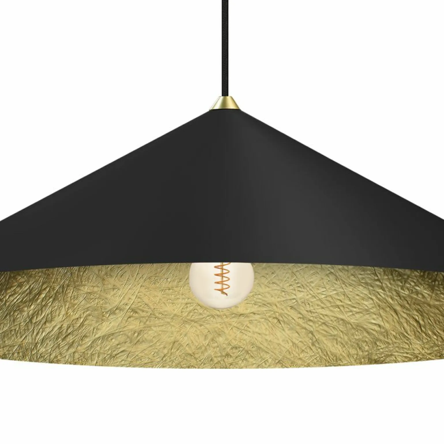 Online Designerska, czarno-złota lampa wisząca ⌀90cm MLP0647 FUJI | Kaja Żyrandole Nowoczesne