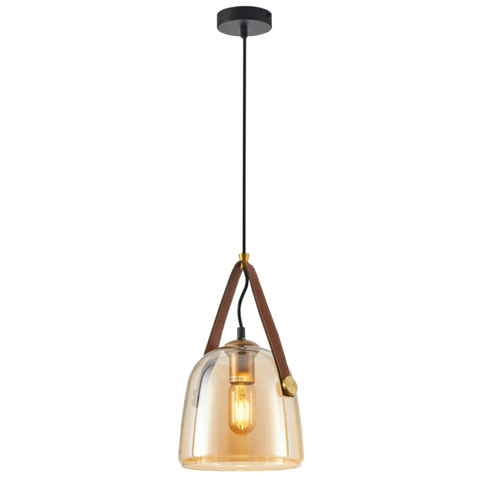 New Designerska, industrialna lampa wisząca PND-24342-1-BK-AMB serii SOLTA Żyrandole Nowoczesne