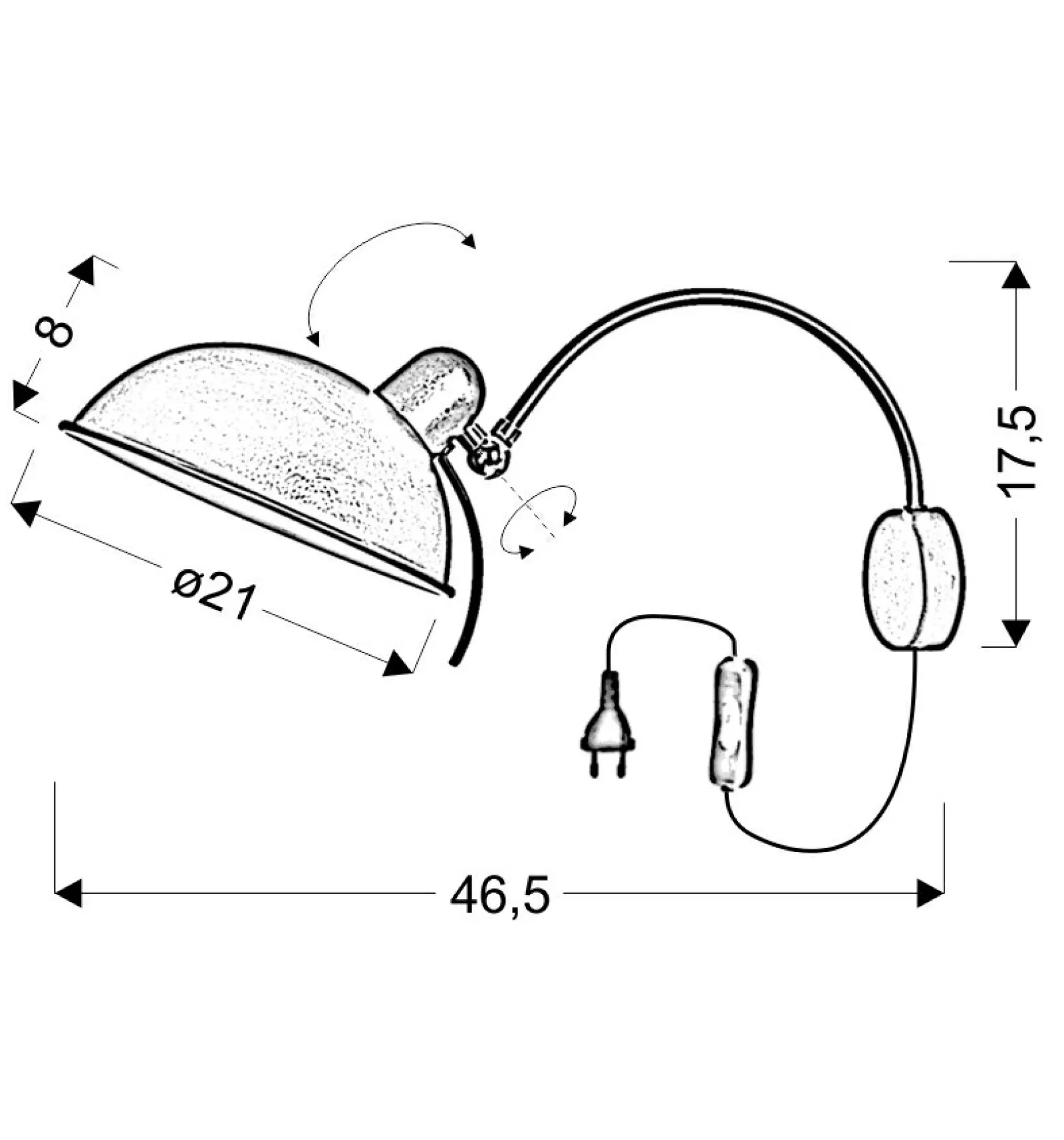 Sklep Kaja Designerska lampa ścienna z wtyczką 21-53800 NORA | Kaja Oświetlenie* Kinkiety Tradycyjne