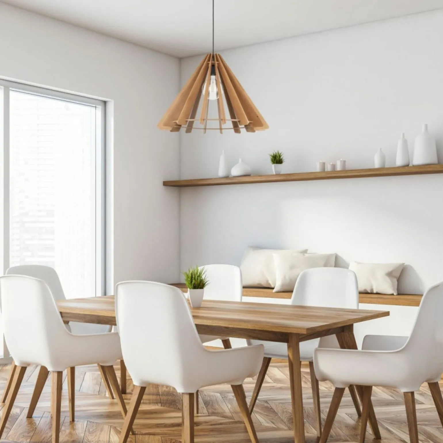 Clearance Designerska lampa wisząca w stylu eco TK 6611 ERIS WOOD | Kaja Żyrandole Nowoczesne