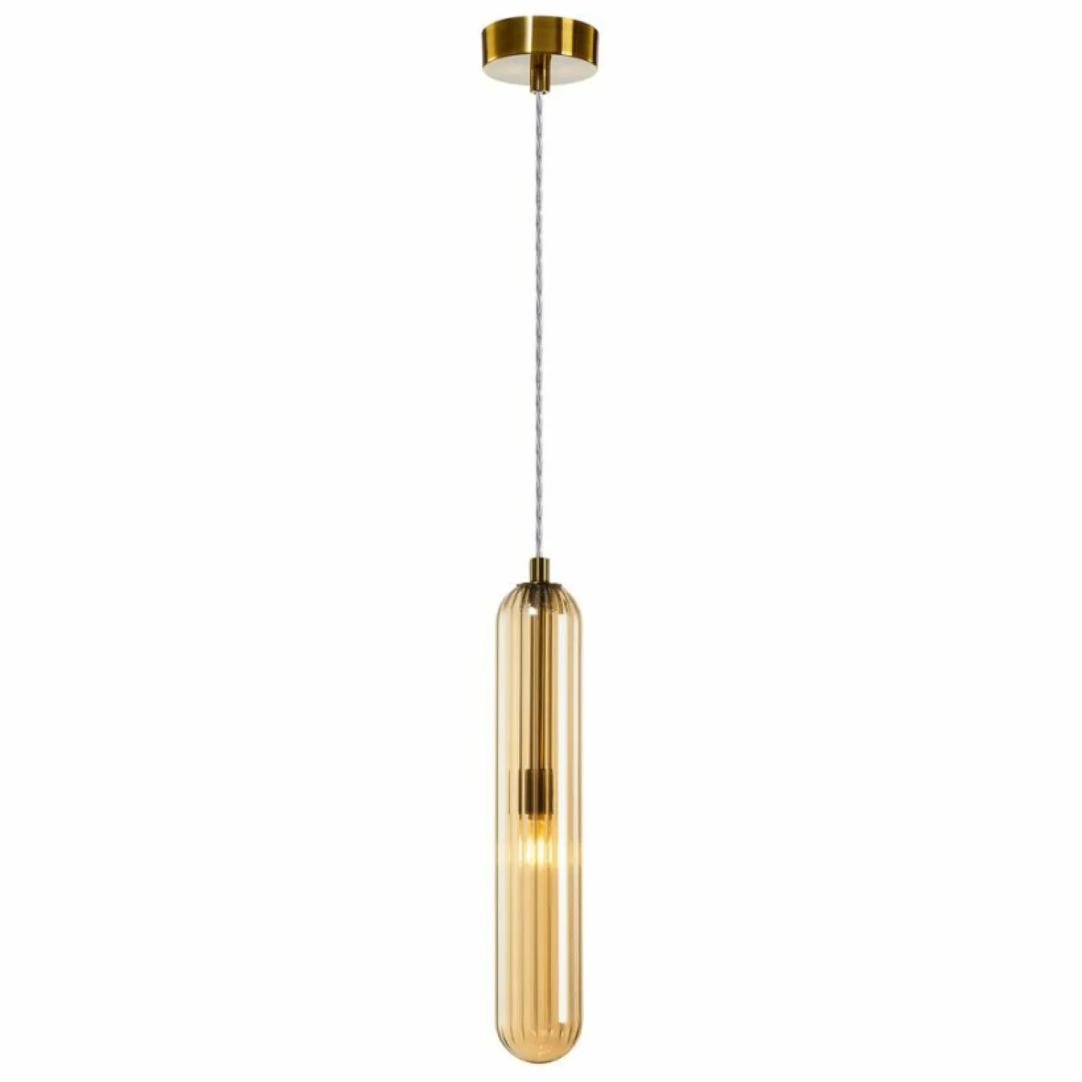 Fashion Designerska lampa wisząca z bursztynowym kloszem ML0338 PAX | Kaja Żyrandole Nowoczesne