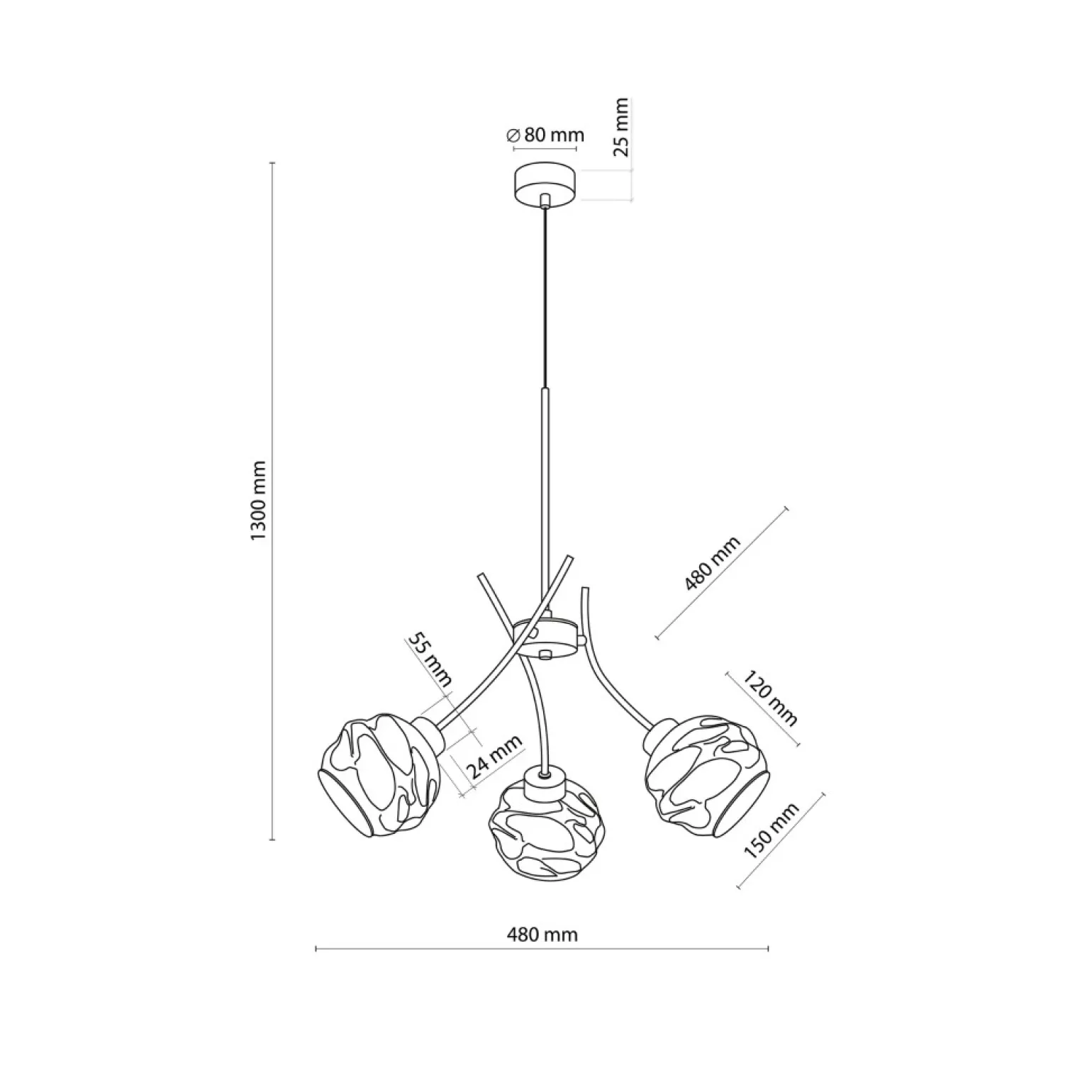 Clearance Designerska lampa wisząca z nietypowymi kloszami TK 5748 z serii ZULIA Żyrandole Nowoczesne