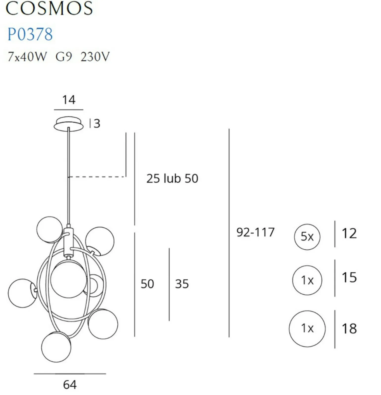 Best Designerska lampa wisząca z planetami MX P0378 COSMOS | Kaja Żyrandole Nowoczesne