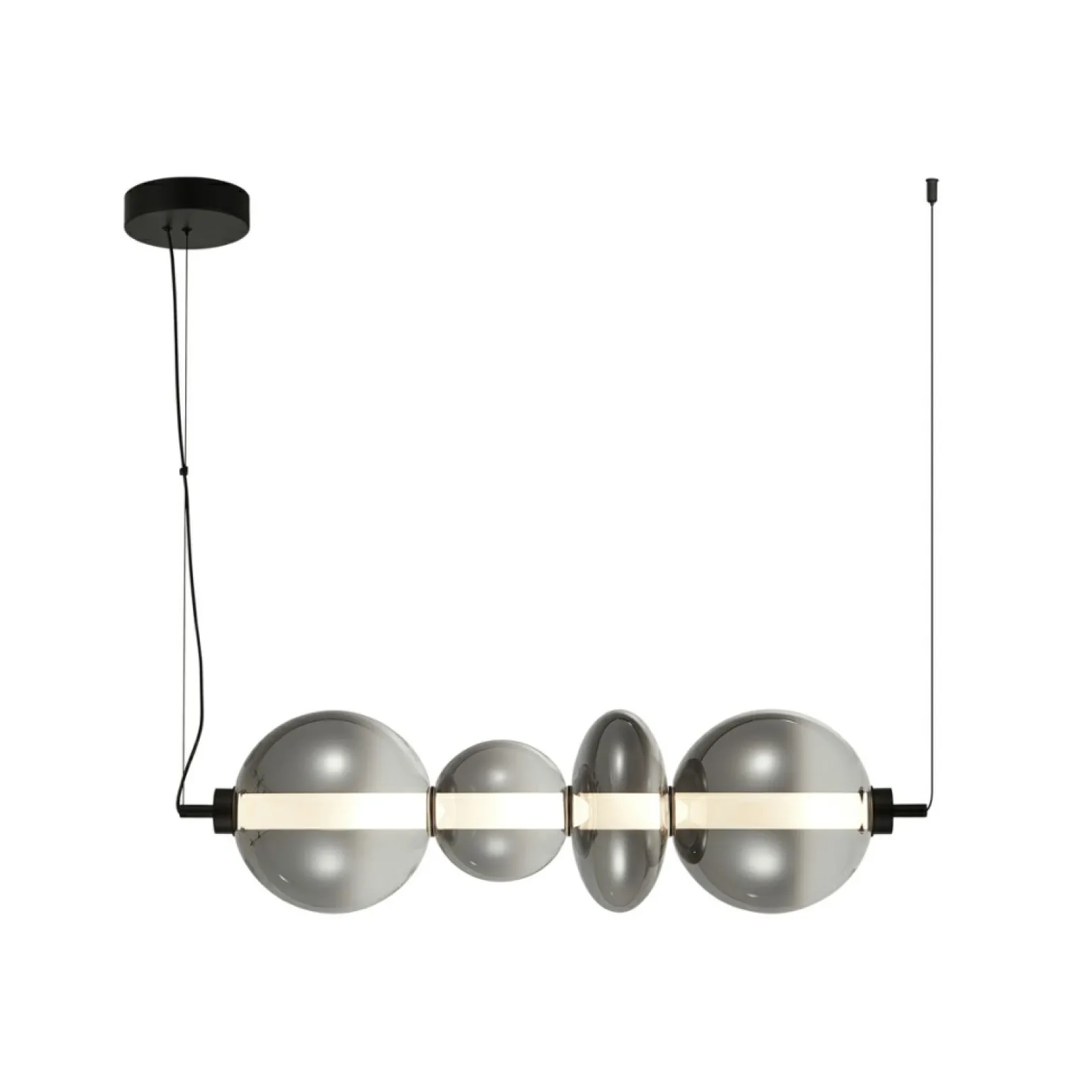Flash Sale Designerska, pozioma lampa wisząca LED PND-24352-36W-BK-SG SONTE | Kaja Żyrandole Nowoczesne