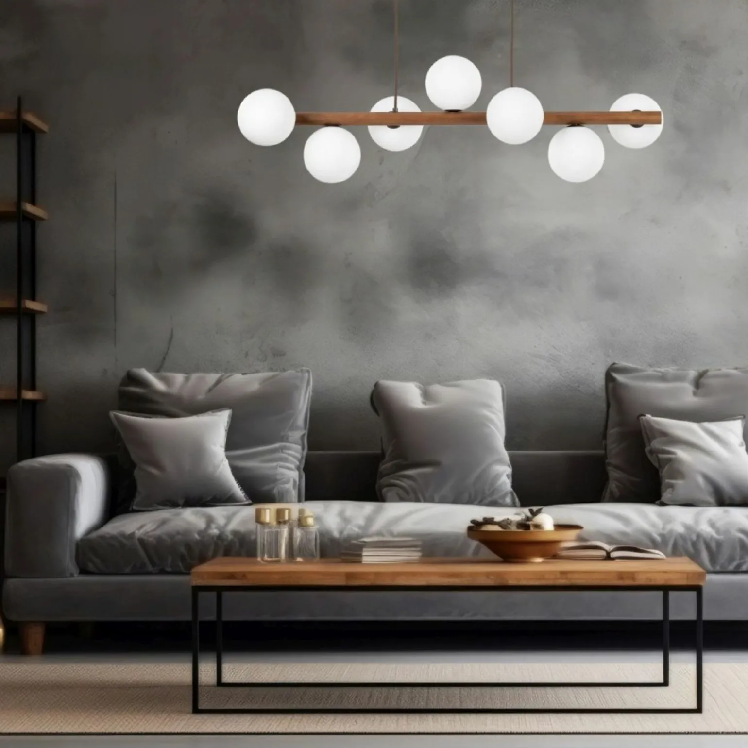 New Drewniana lampa nad stół TK 10272 ESTERA WOOD ORZECH | Kaja Żyrandole Nowoczesne