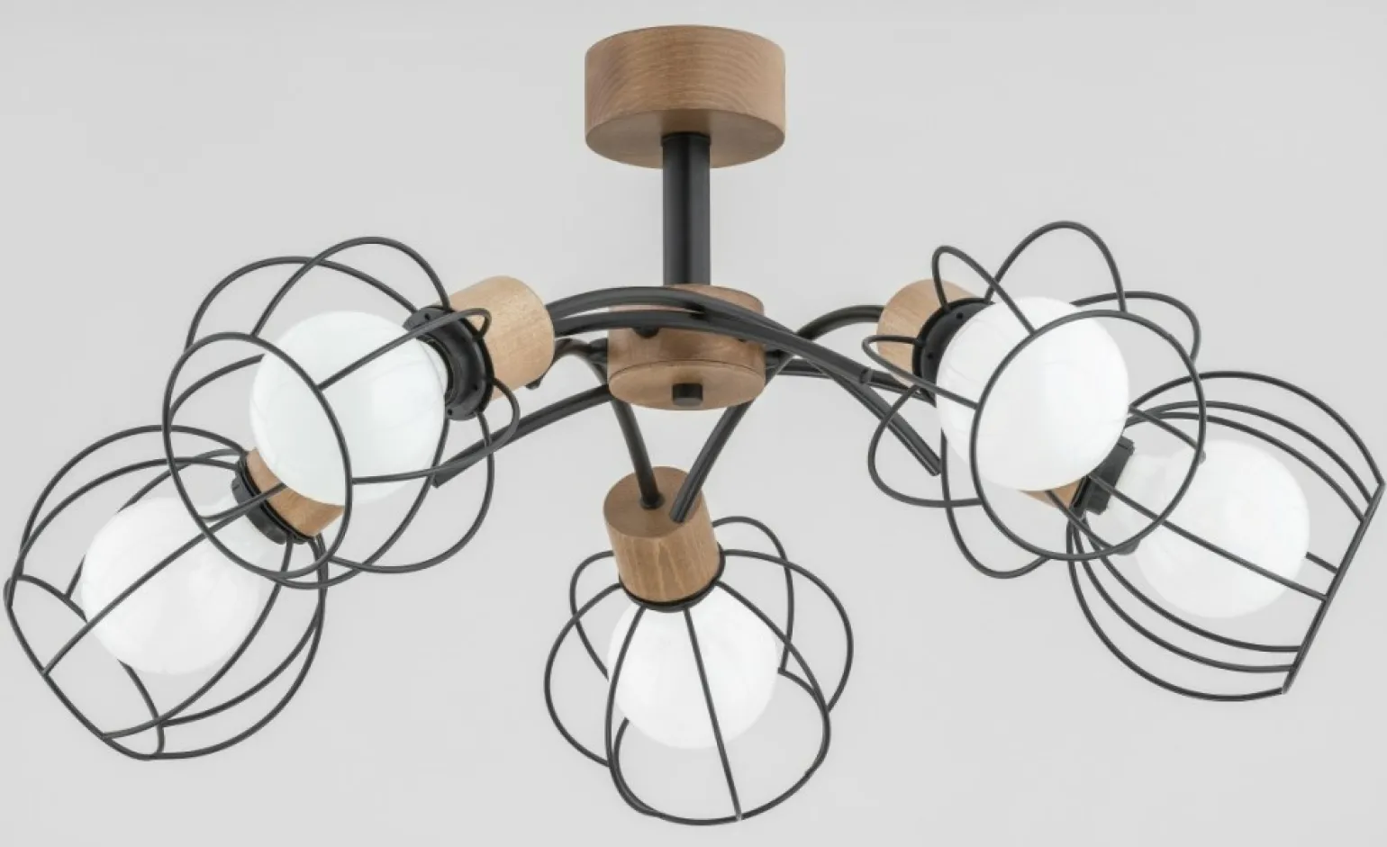 Cheap Drewniana lampa sufitowa z drucianymi kloszami AL 28385 | Kaja Żyrandole Nowoczesne