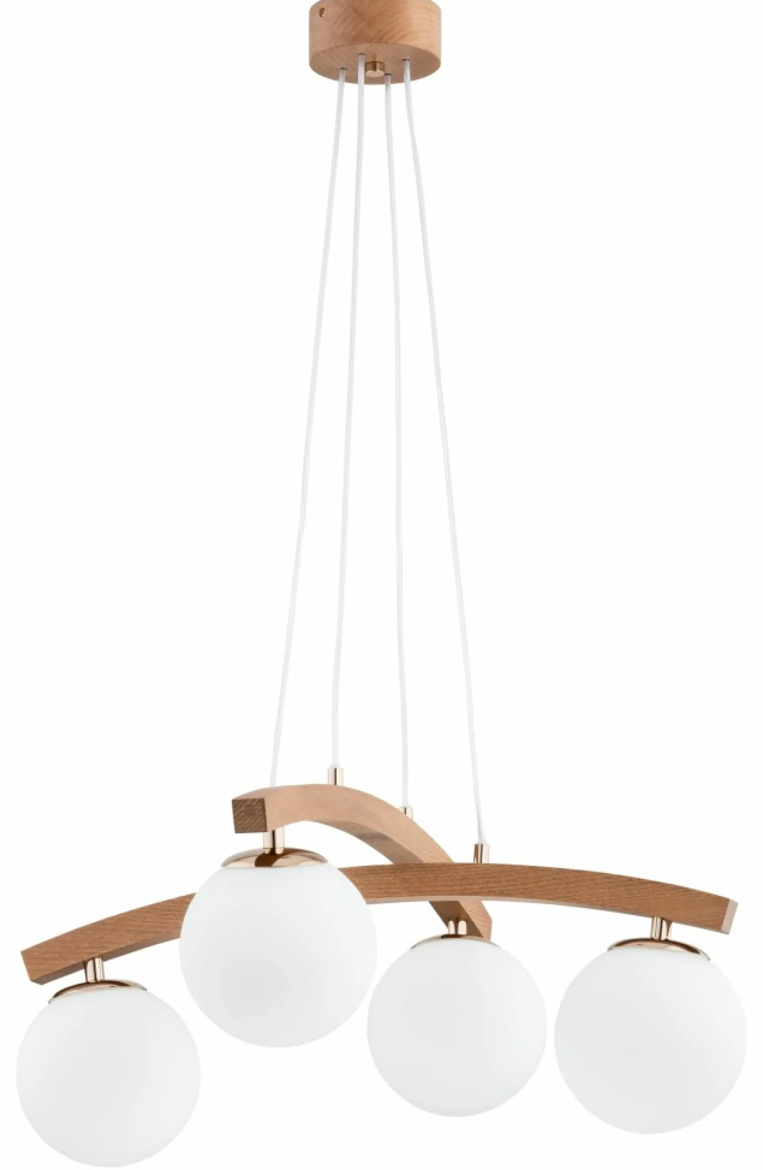 Outlet Drewniana lampa wisząca z białymi kloszami AL 63154 z serii MIKSER | Kaja Oświet Żyrandole Nowoczesne
