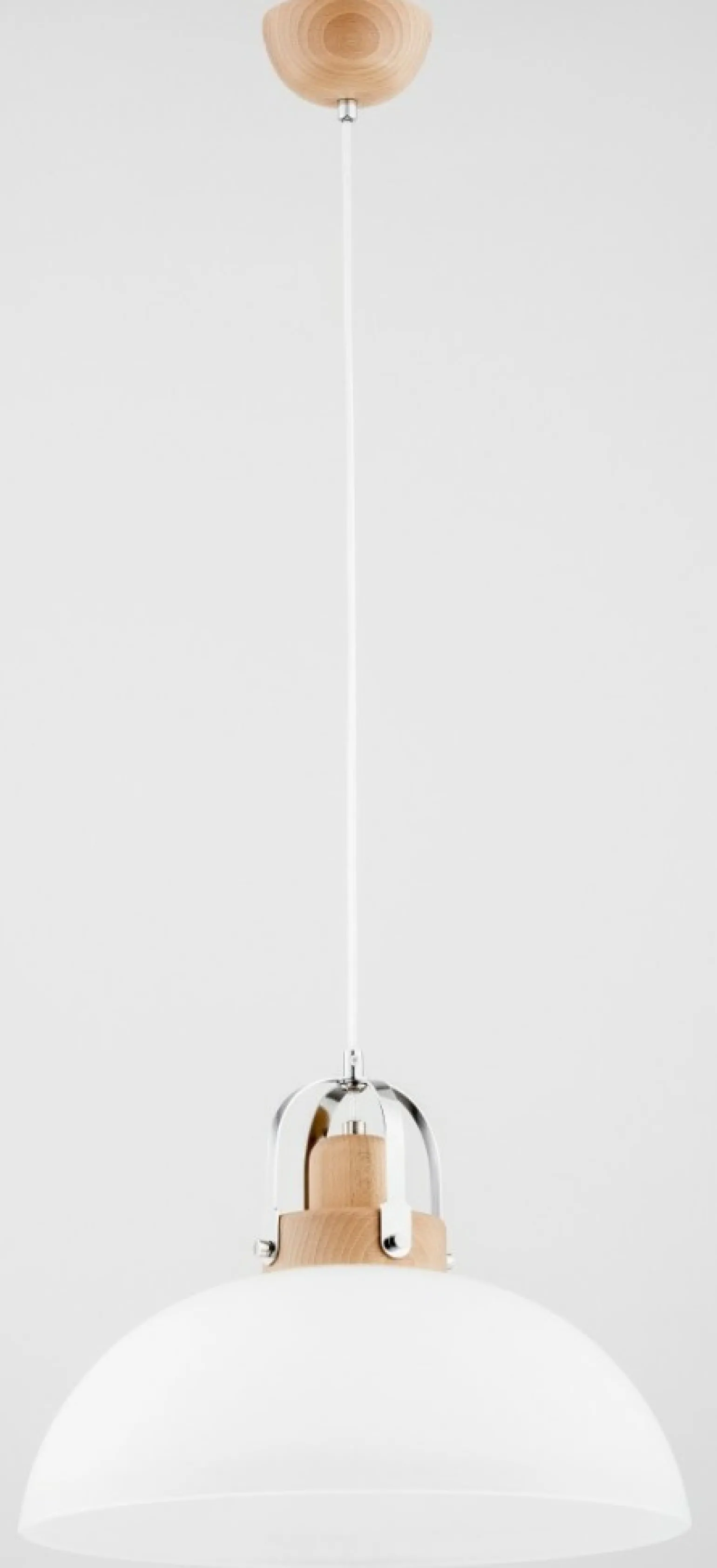 Outlet Drewniana lampa wisząca z chromowanymi elementami AL 60581 | Kaja Żyrandole Nowoczesne