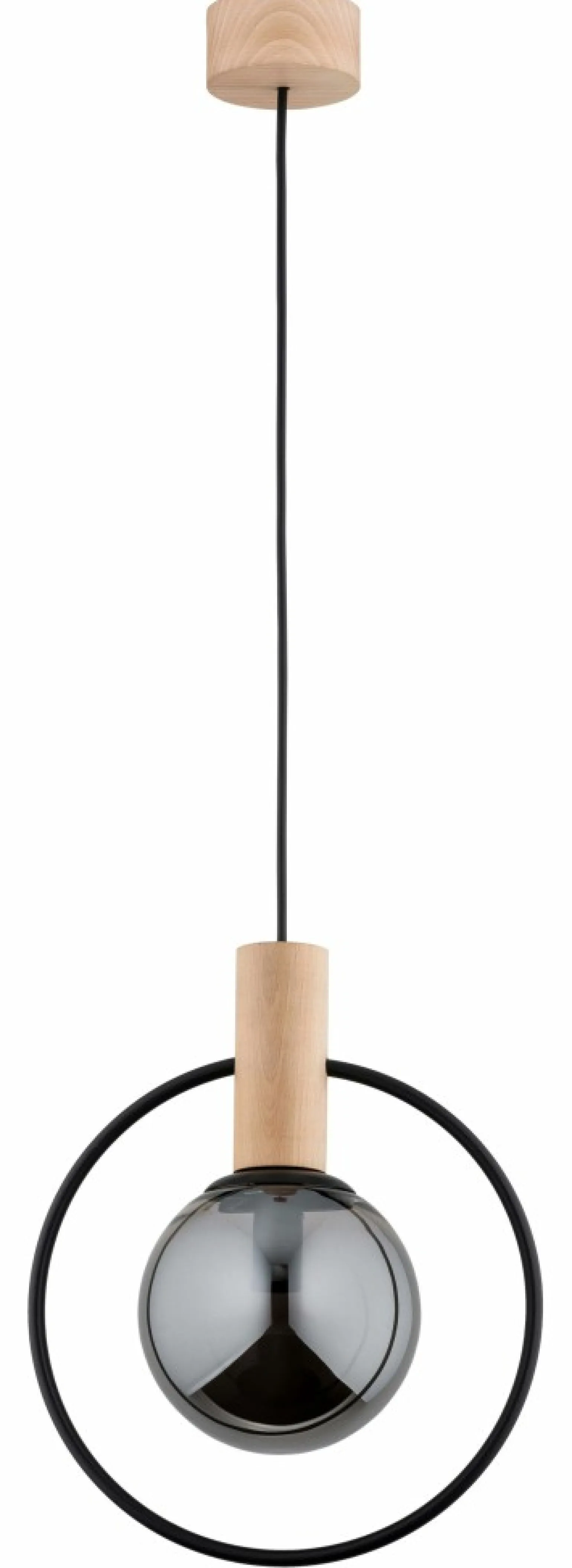 Outlet Drewniana lampa wisząca z ciemnym kloszem AL 61136 LABO | Kaja Żyrandole Nowoczesne