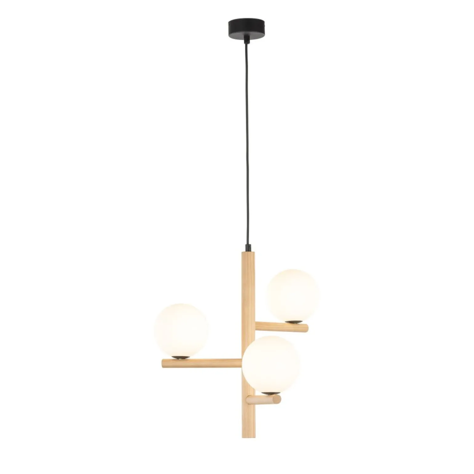 Outlet Drewniana lampa wisząca z okrągłymi kloszami TK 6799 serii ESTERA WOOD Żyrandole Nowoczesne