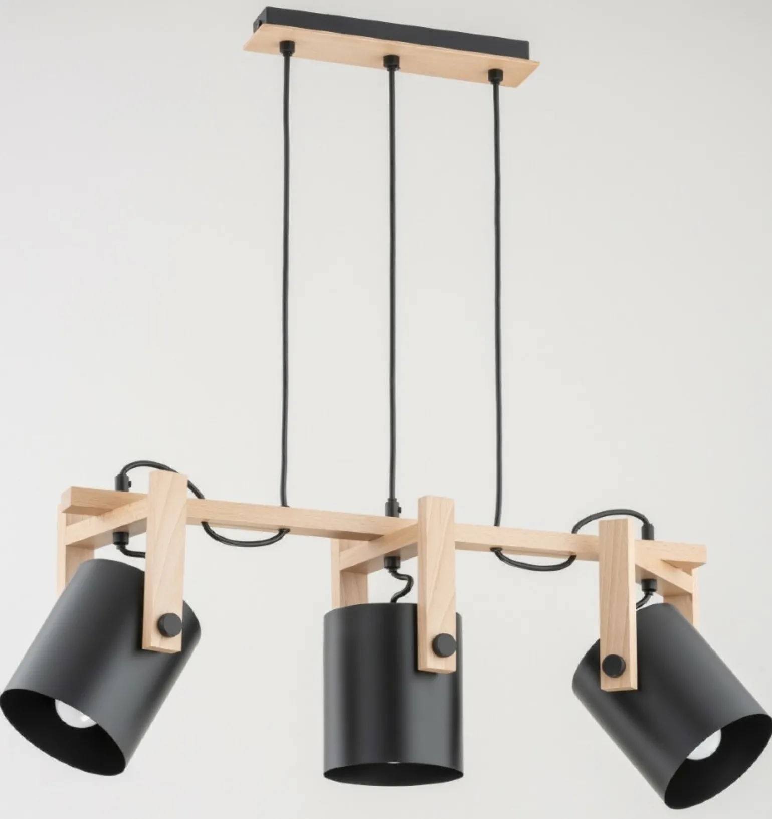 New Drewniana lampa wisząca z regulowanymi kloszami AL 63056 | Kaja Żyrandole Nowoczesne
