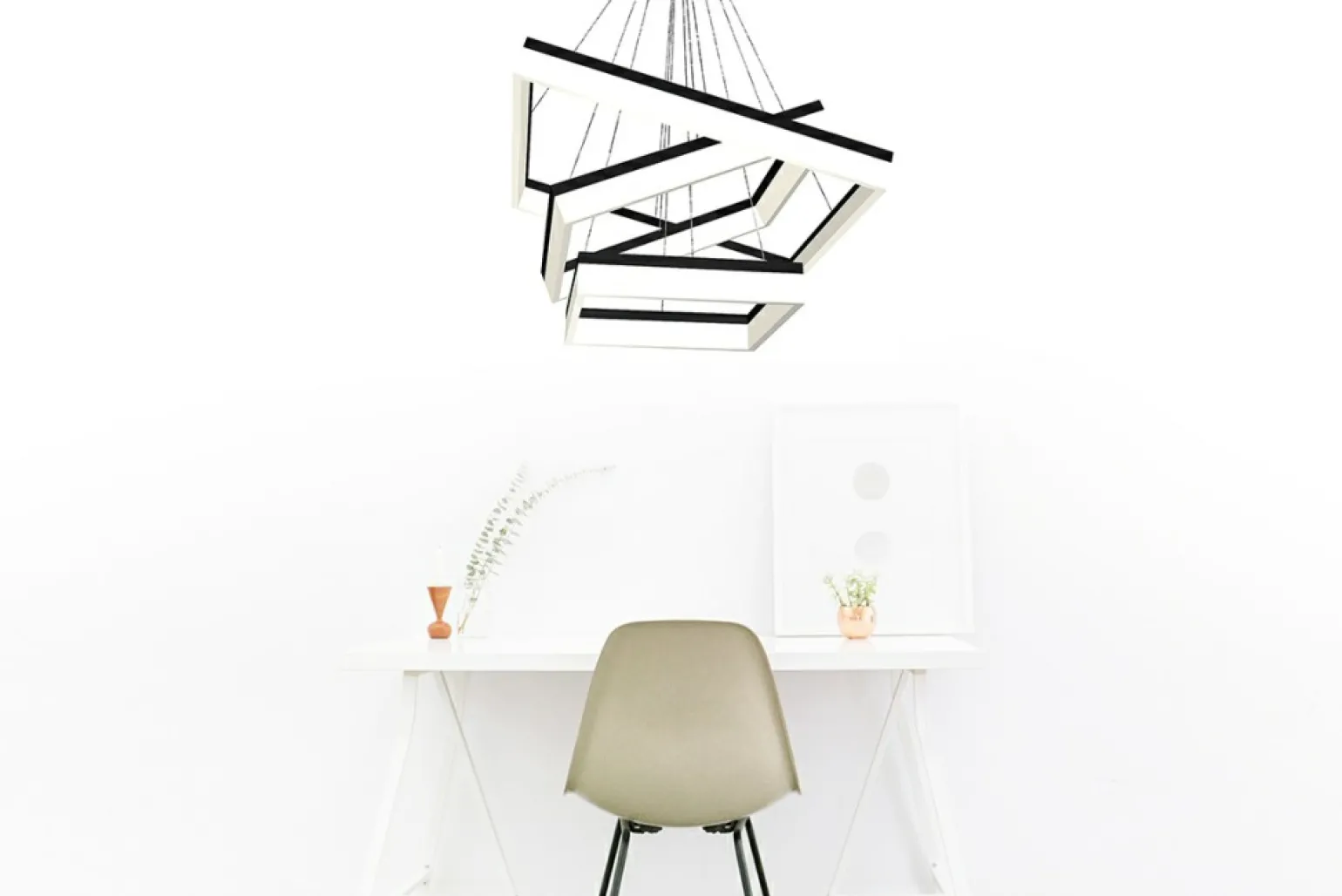 Flash Sale Duża, geometryczna, ledowa lampa wisząca ML083 NERO | Kaja Oświetlenie Żyrandole Nowoczesne