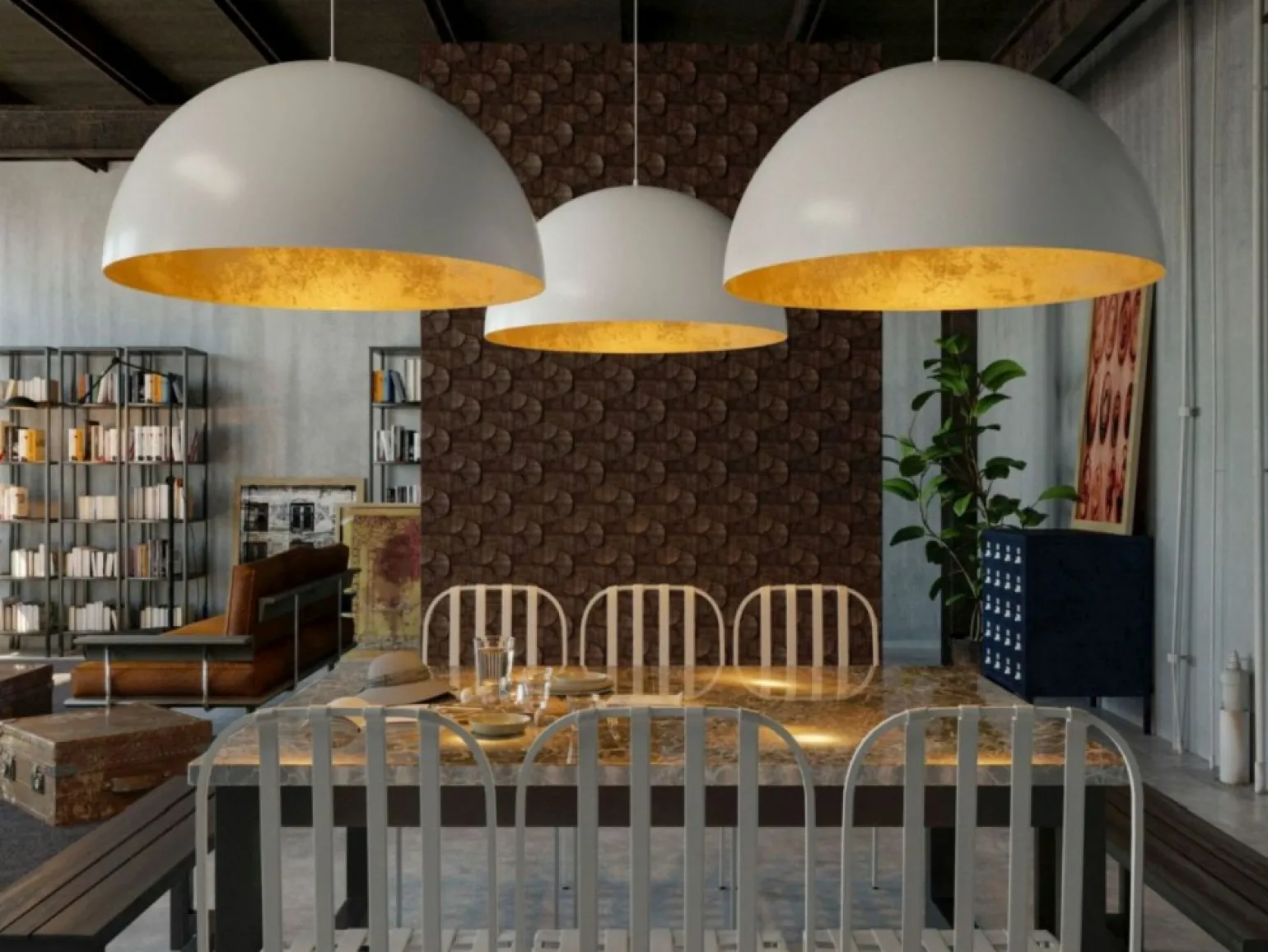 Sale Duża, kopułowa lampa wisząca do salonu SIG 30127 z serii SFERA 90 B/ZŁ Żyrandole Nowoczesne