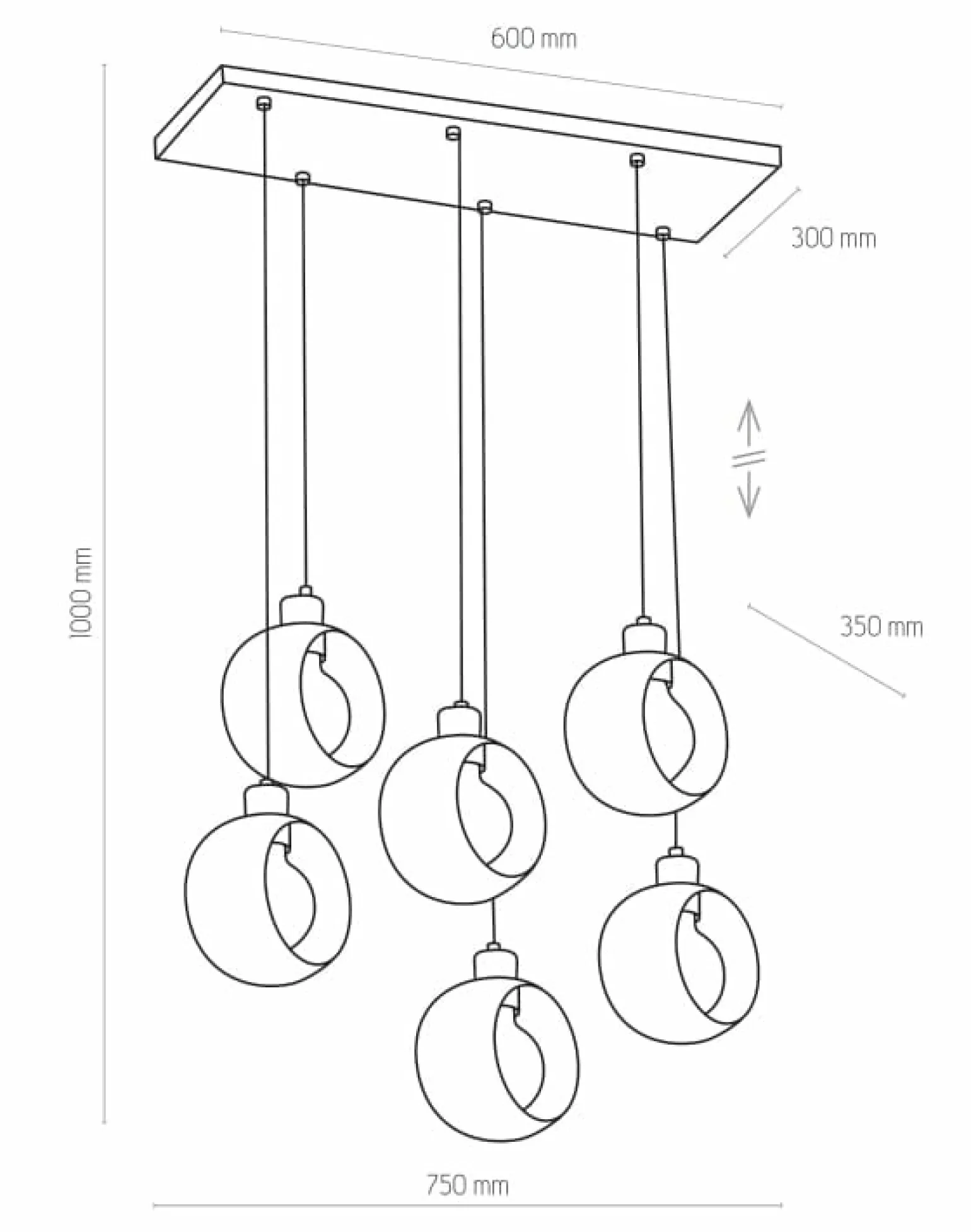 Sale Duża lampa wisząca do salonu TK 2756 CYKLOP BLACK | Kaja Oświetlenie Żyrandole Nowoczesne