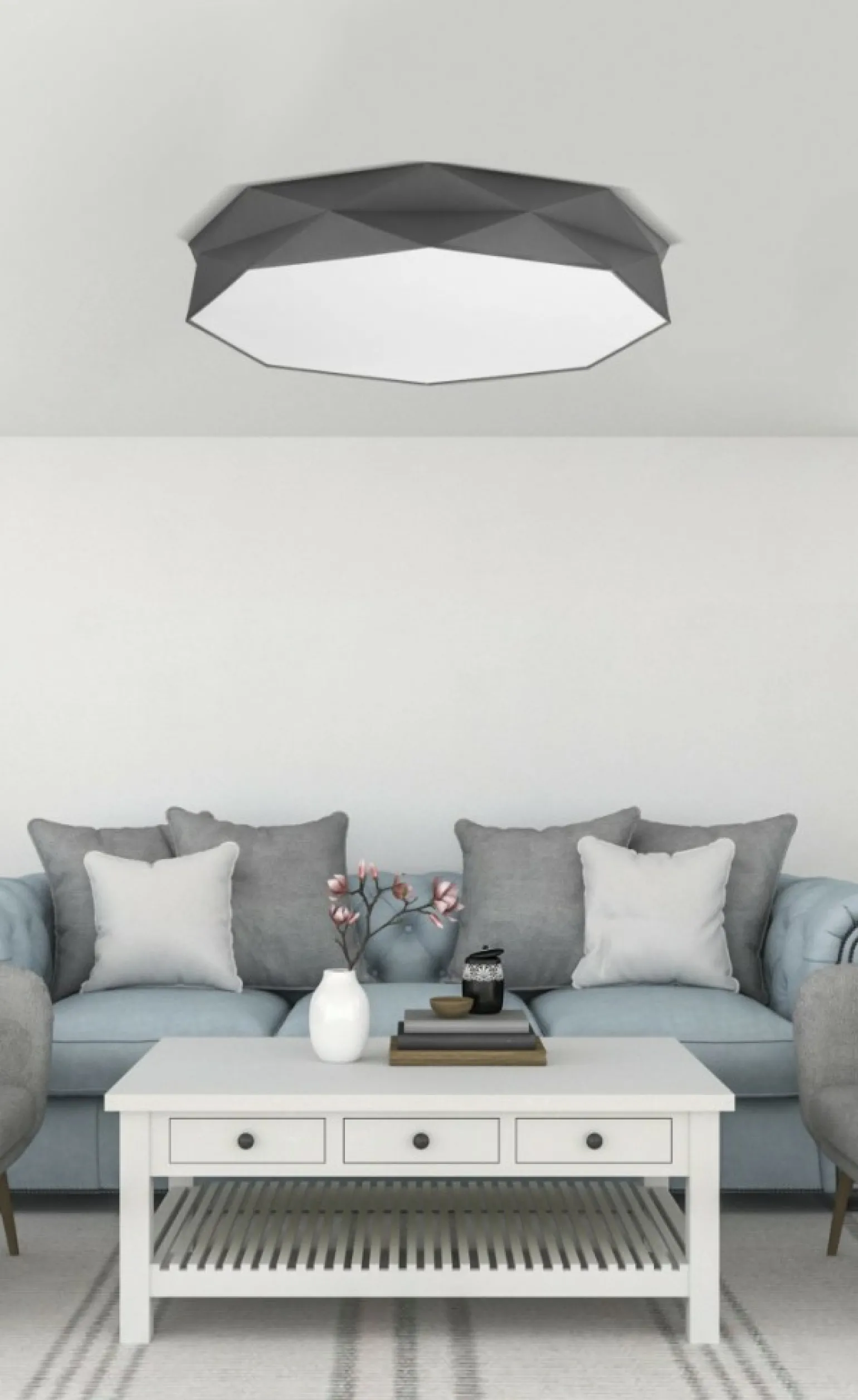 Shop Duża, szara lampa sufitowa do salonu TK 4223 KANTOOR | Kaja Żyrandole Nowoczesne