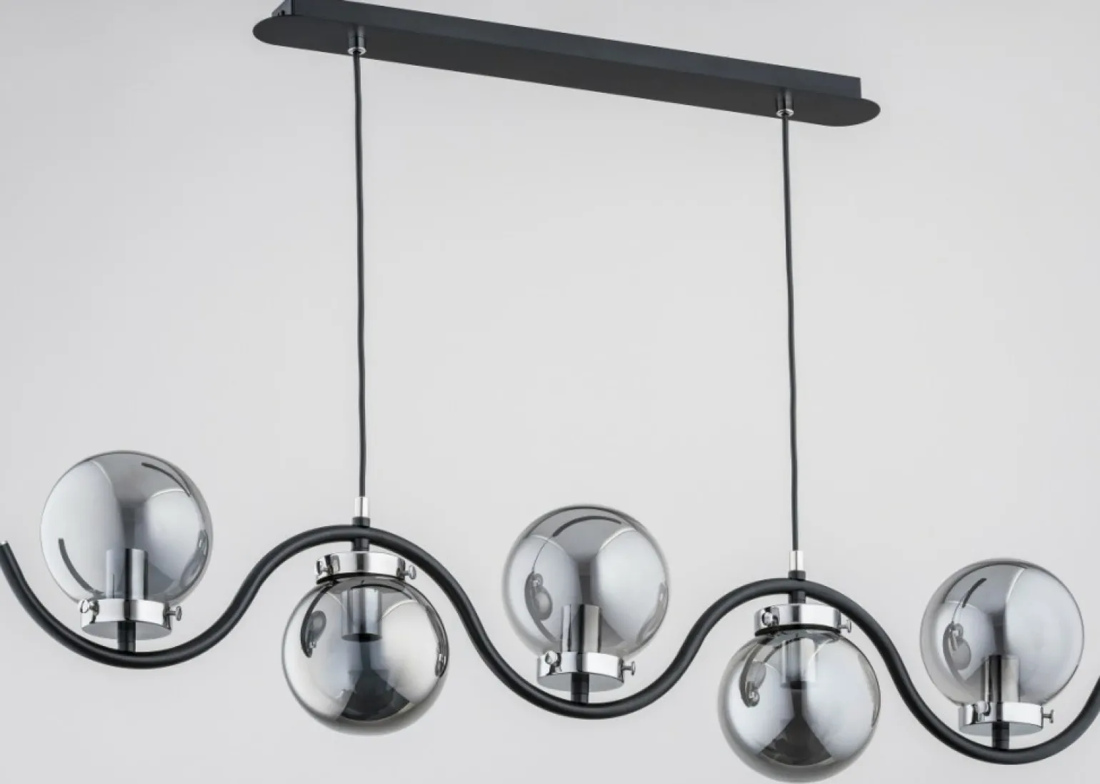Cheap Długa lampa wisząca z 5 grafitowymi kloszami AL 62153 | Kaja Żyrandole Nowoczesne