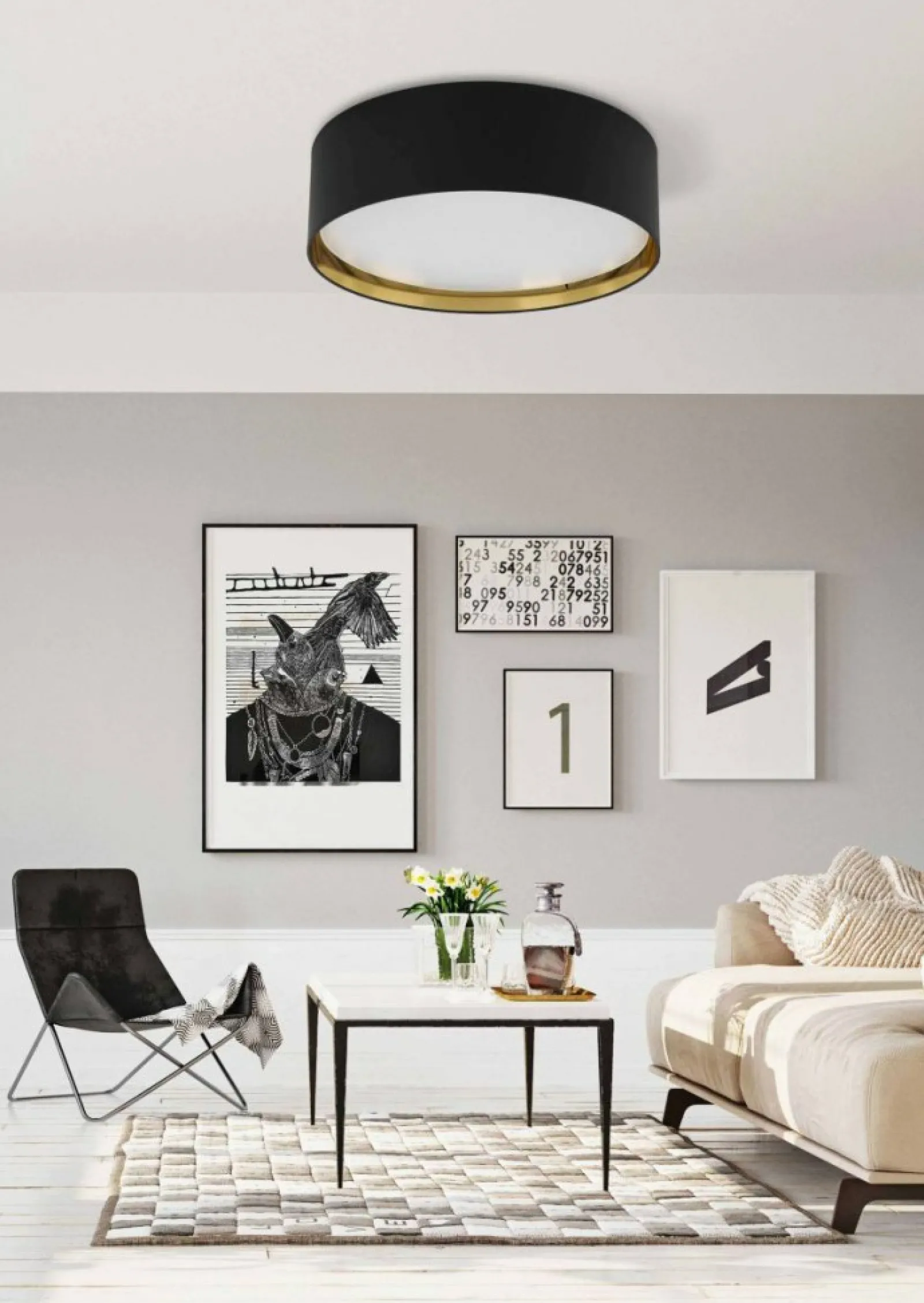 Sklep Kaja Duży, elegancki, abażurowy plafon ⌀60cm TK 3432 BILBAO | Kaja* Plafony Nowoczesne