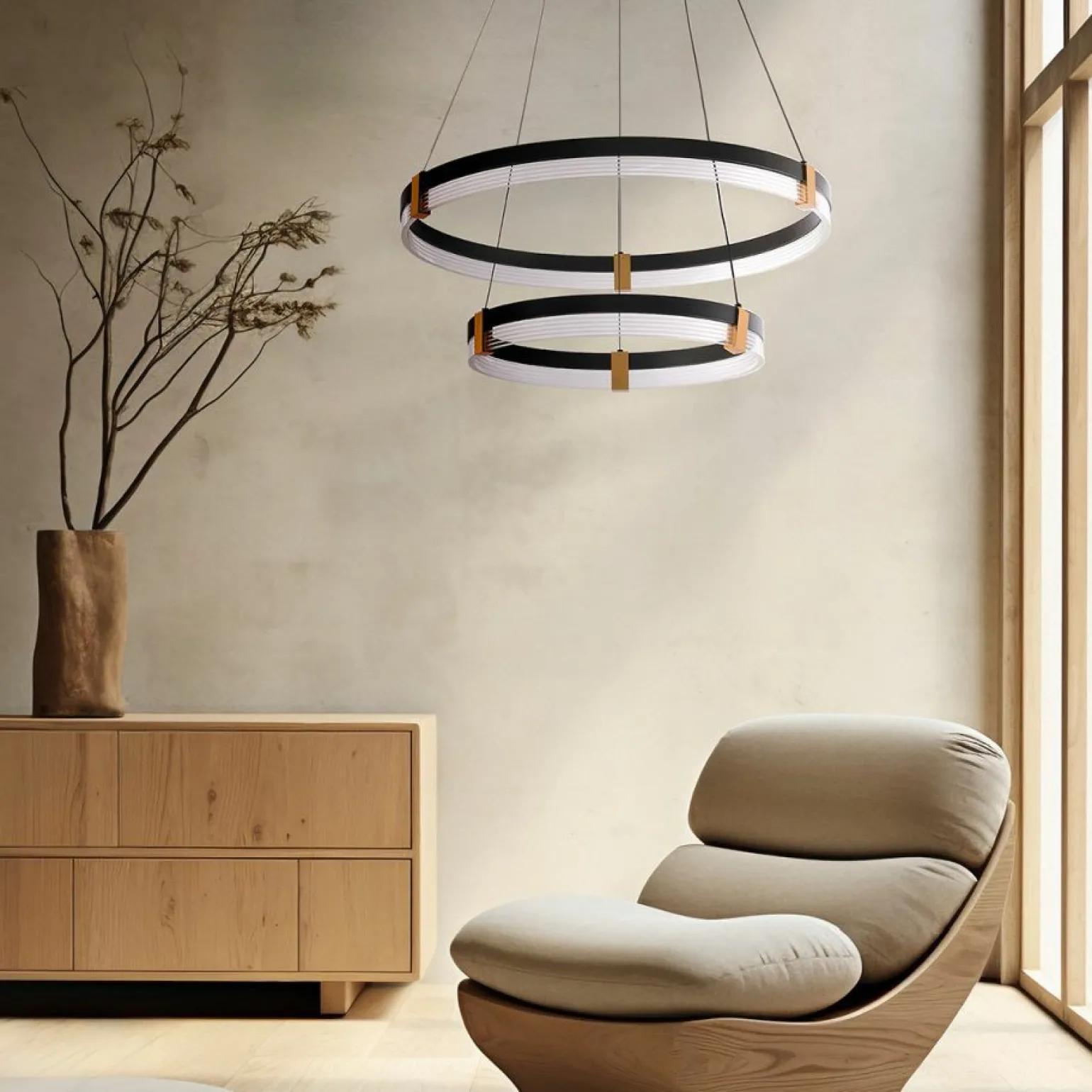 Shop Dwupoziomowa, ledowa lampa wisząca LP-0407/2P BK PLUM | Kaja Żyrandole Nowoczesne