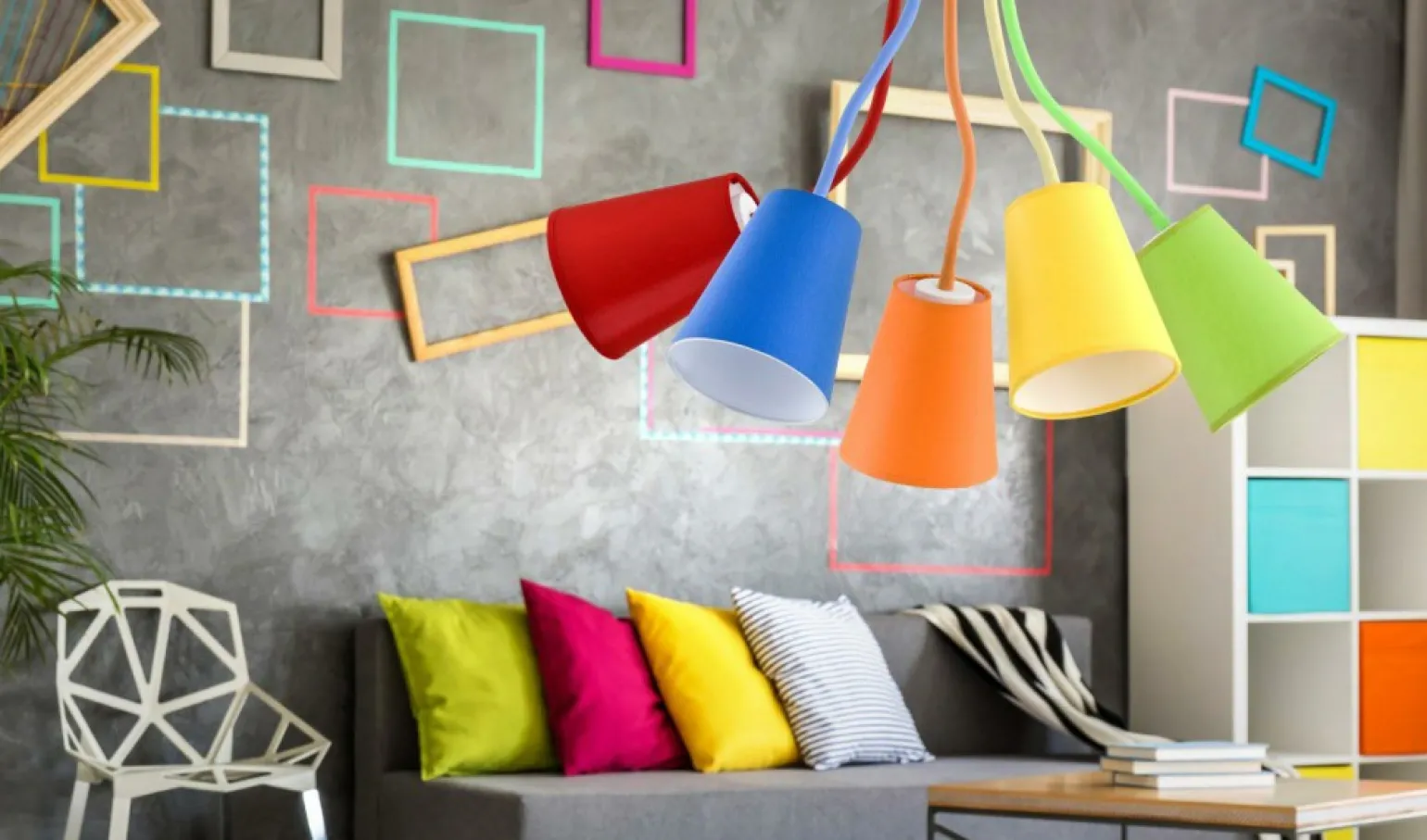 Outlet Dziecięca lampa z kolorowymi abażurami TK 2107 WIRE COLOUR | Kaja Żyrandole Nowoczesne