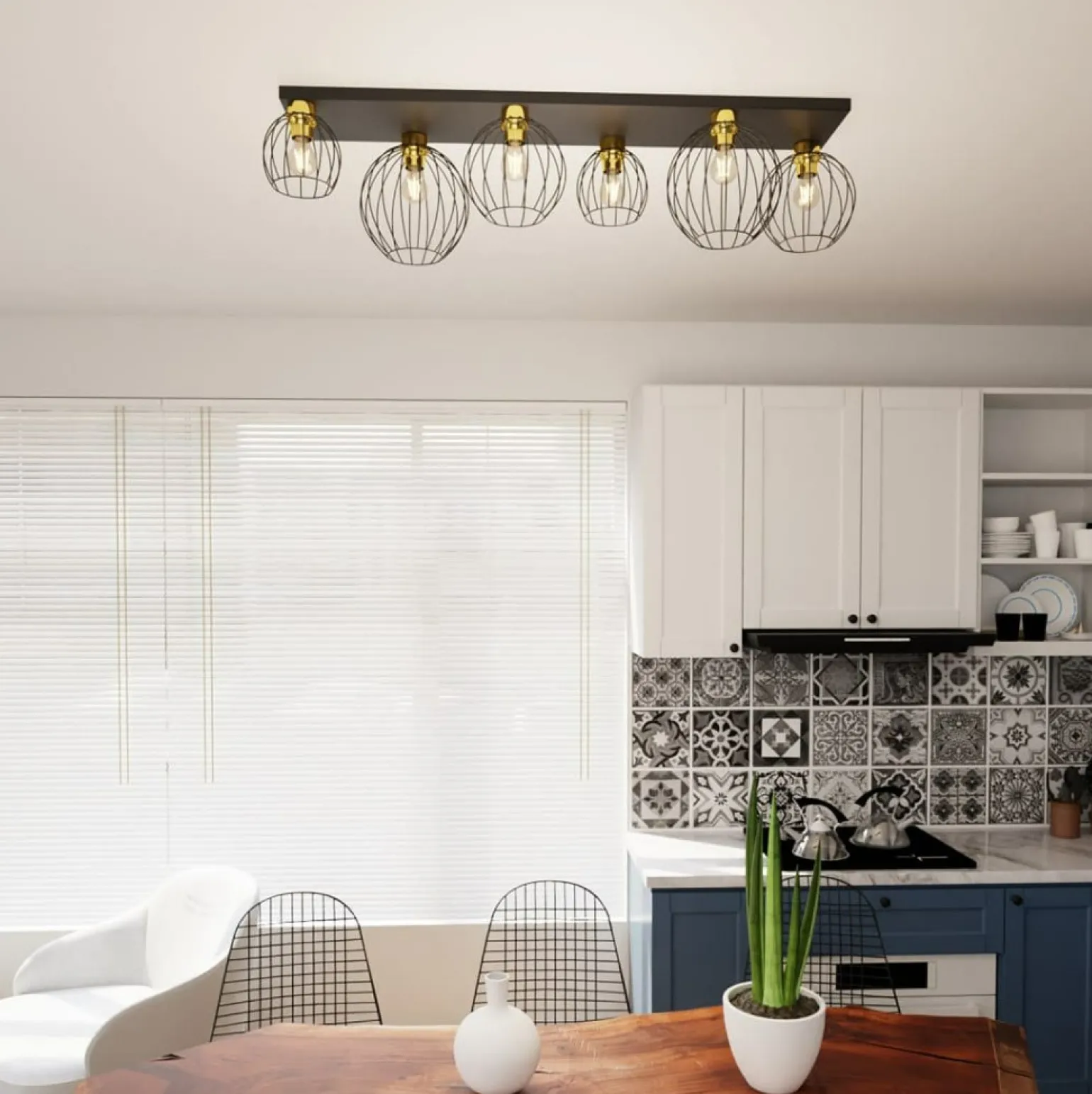 Discount Efektowna lampa sufitowa, czarno-złota 1370/6 z serii NEST Żyrandole Nowoczesne