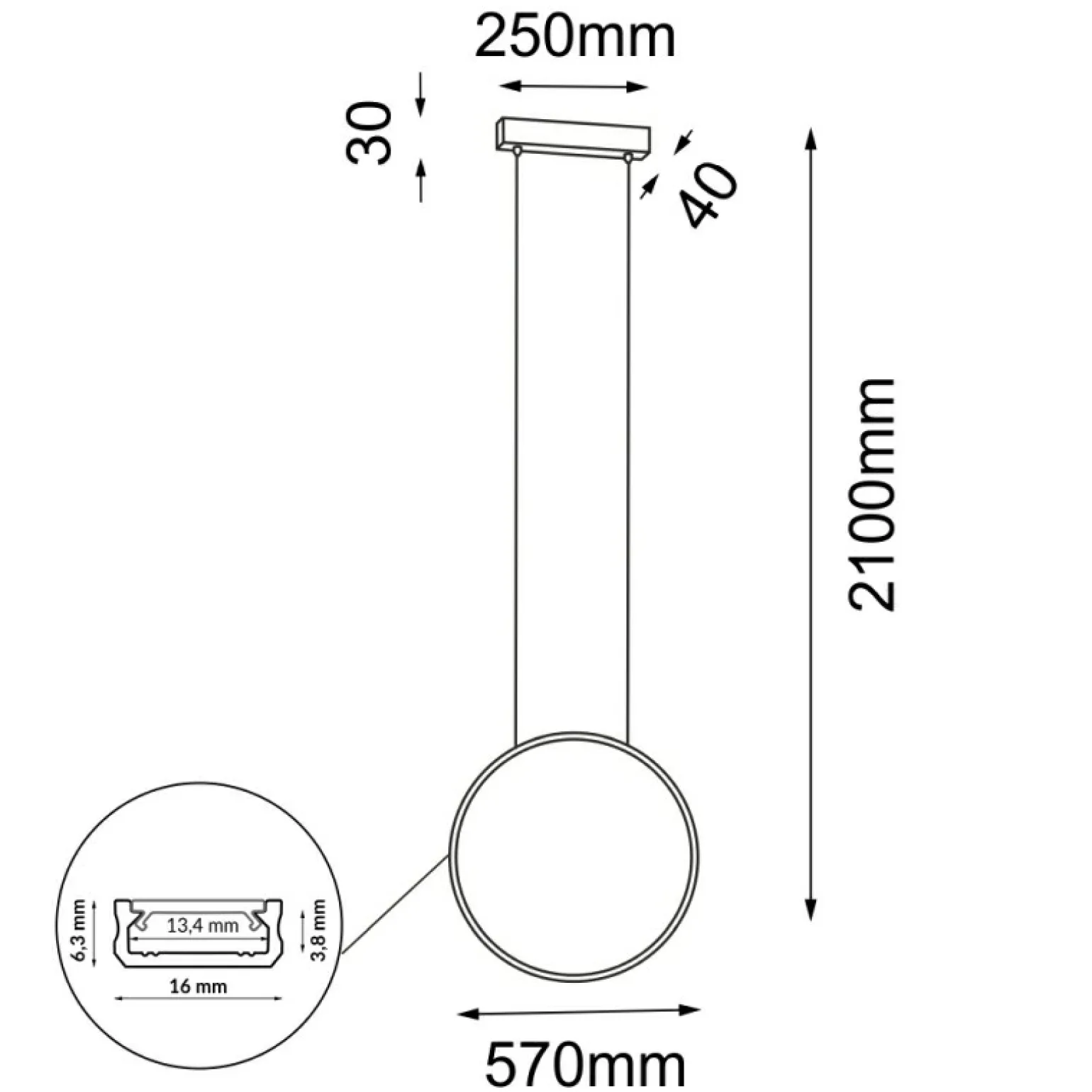 Cheap Efektowna, okrągła lampa wisząca ⌀57cm 3000K ANT 5304 AGARO | Kaja Żyrandole Nowoczesne