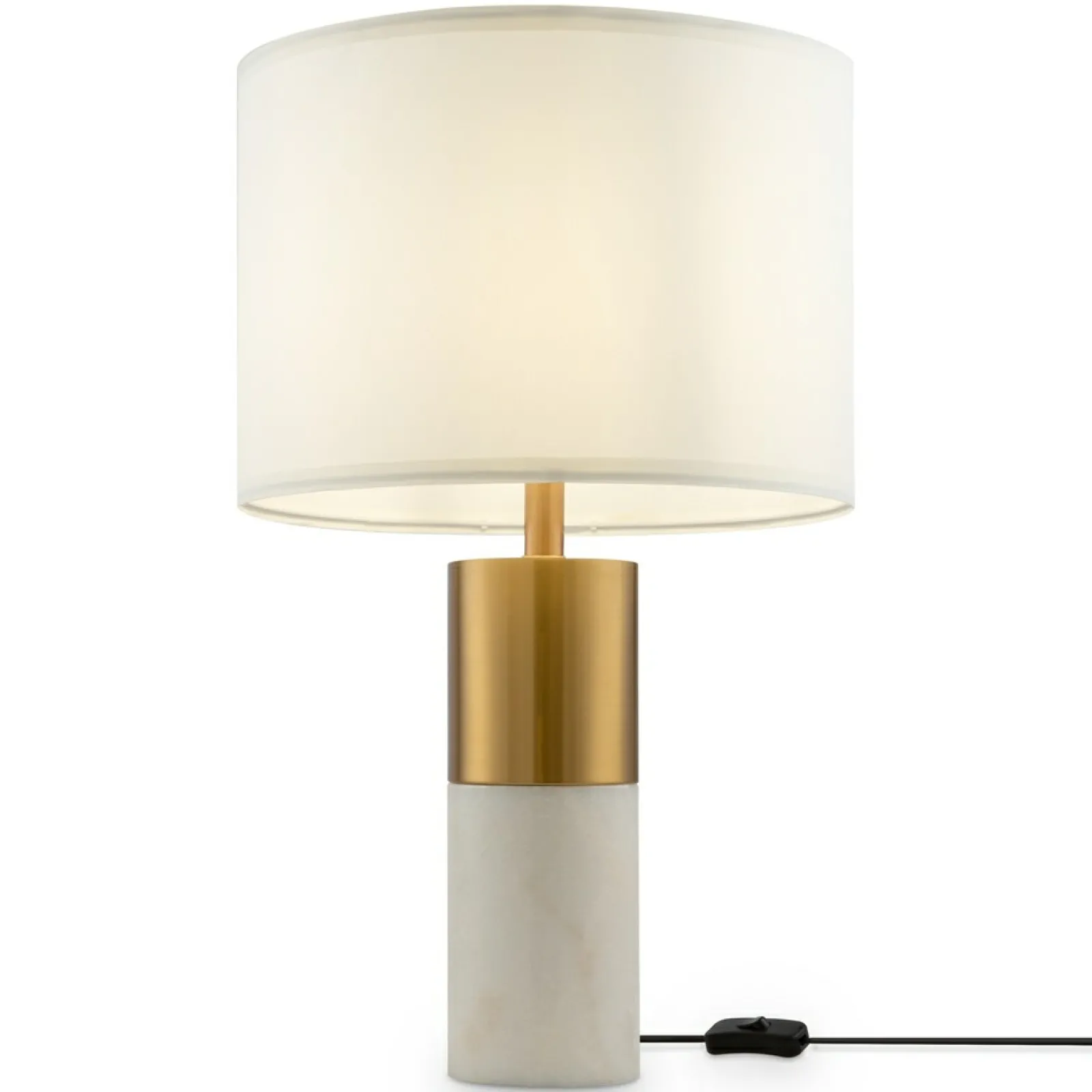 Sklep Kaja Elegancka lampka stołowa z białym abażurem Z030TL-01BS z serii BIANCO* Lampki Stołowe Z Abażurem | Nowoczesne Lampki Stołowe