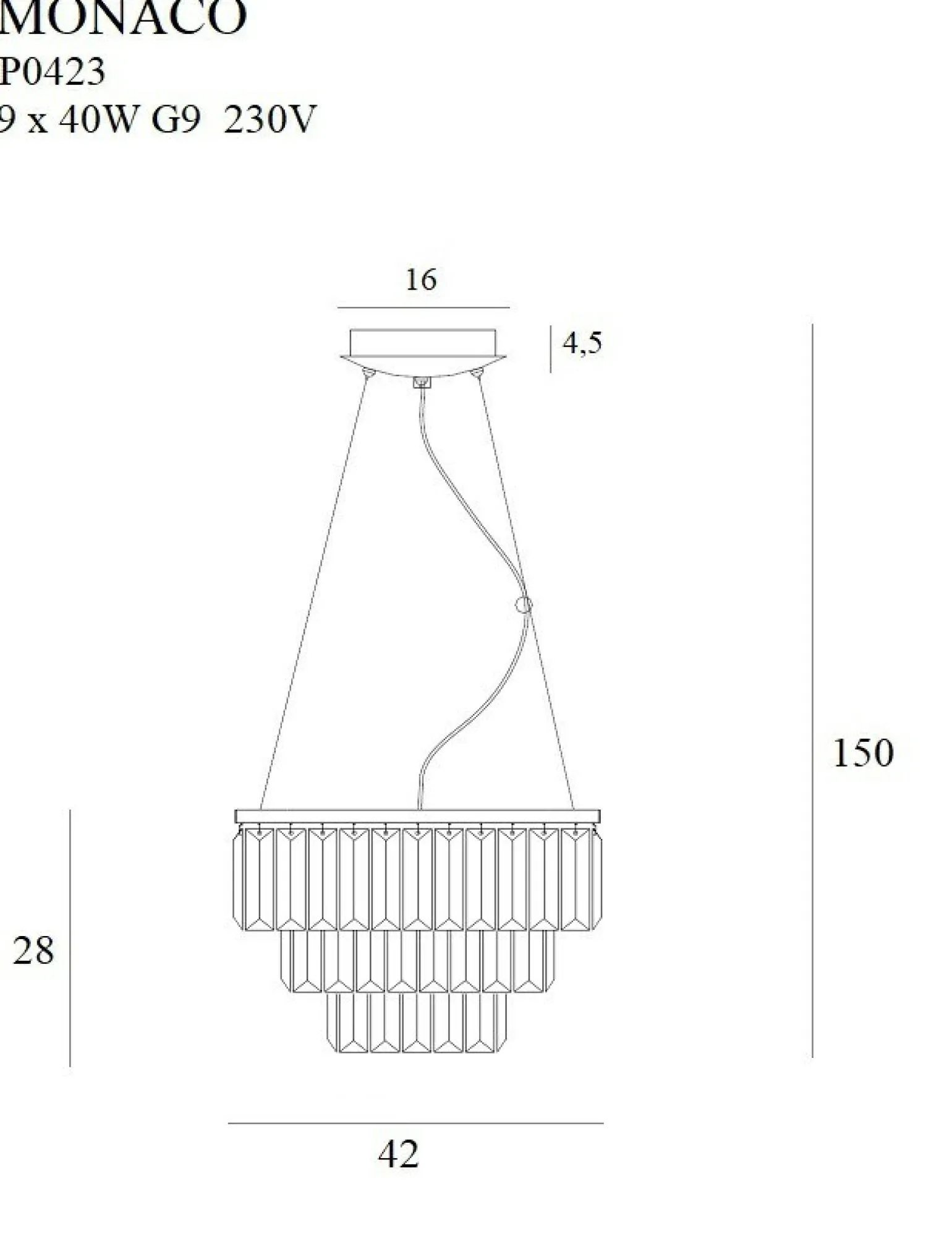 Best Sale Elegancka, złota lampa wisząca Ø42cm MX P0423 MONACO | Kaja Żyrandole Nowoczesne