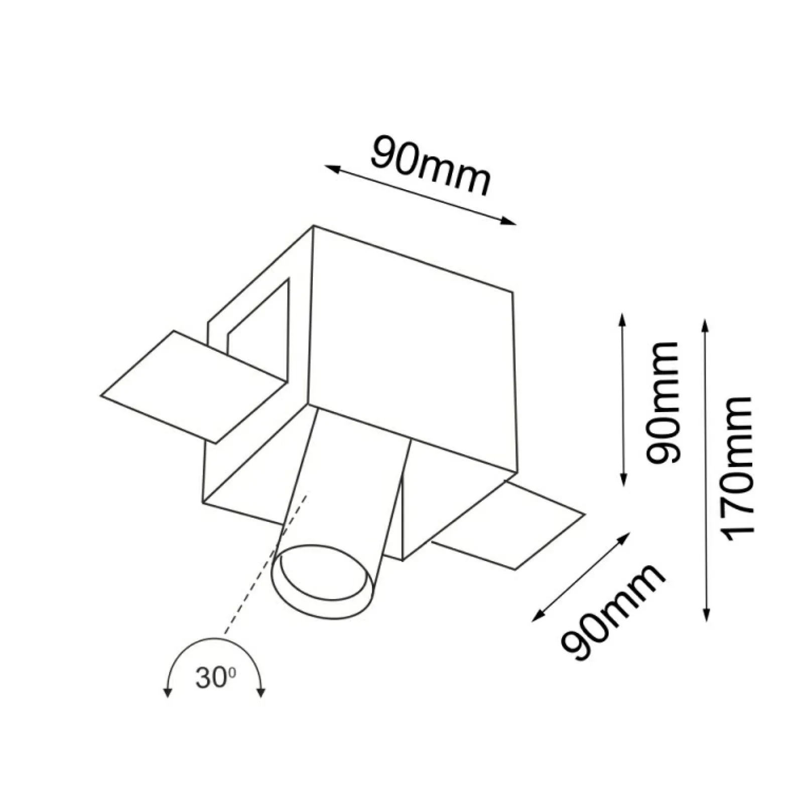 Sklep Kaja Geometryczna lampa wpustowa z czarną tubą ANT 3036 YAMATO | Kaja* Oprawy Podtynkowe