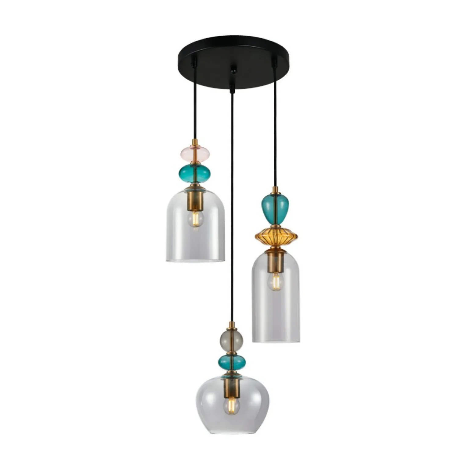 Clearance Grafitowa lampa wisząca, ozdobna PND-30263-3A-BRO-SG z serii BUSCO Żyrandole Nowoczesne