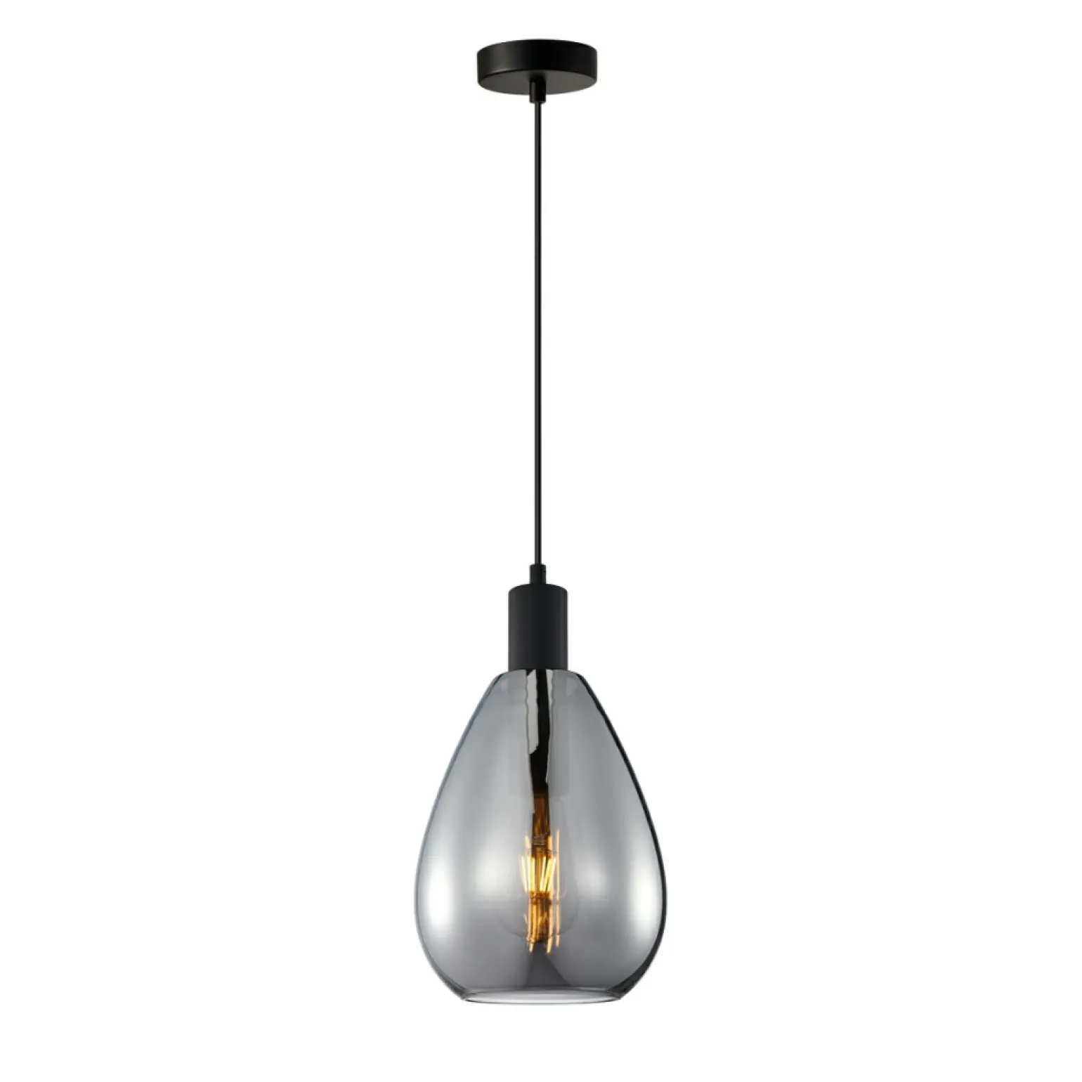 Outlet Grafitowa, stylowa lampa wisząca PND-27812-BK-SG z serii ZULO Żyrandole Nowoczesne