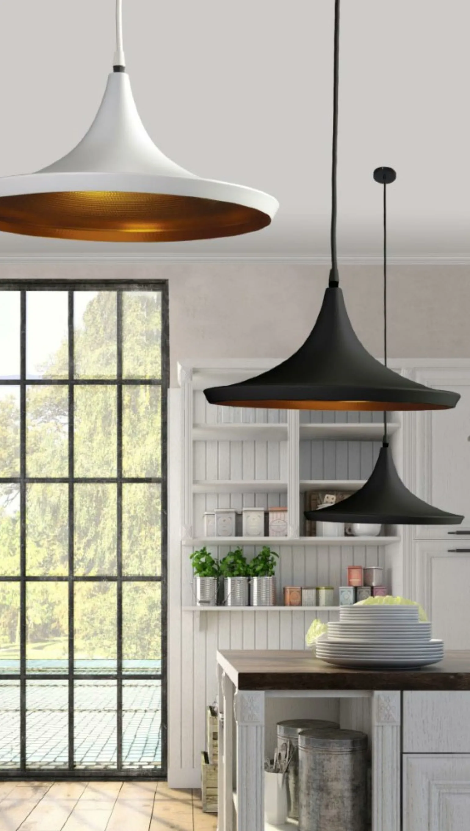 New Industrialna czarno-złota lampa wisząca do kuchni AZ1407 CHINK | Kaja Żyrandole Nowoczesne