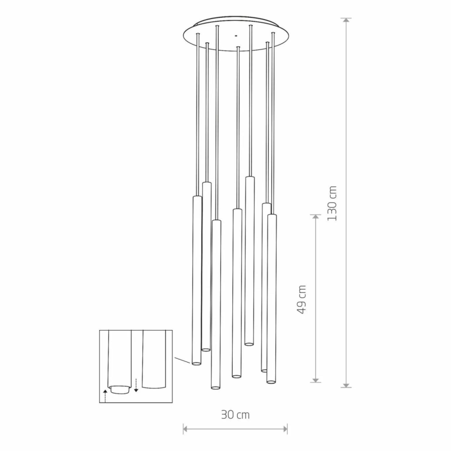 Cheap Kaskada różnokolorowych tub na okrągłej postawie 10704 LASER | Kaja Żyrandole Nowoczesne