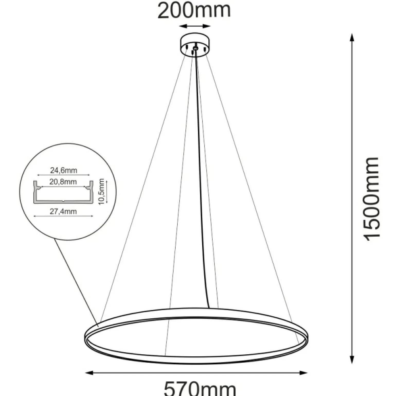 Shop Klasyczna lampa wisząca LED koło ⌀57cm 4000K ANT 5322 z serii AGA Żyrandole Nowoczesne
