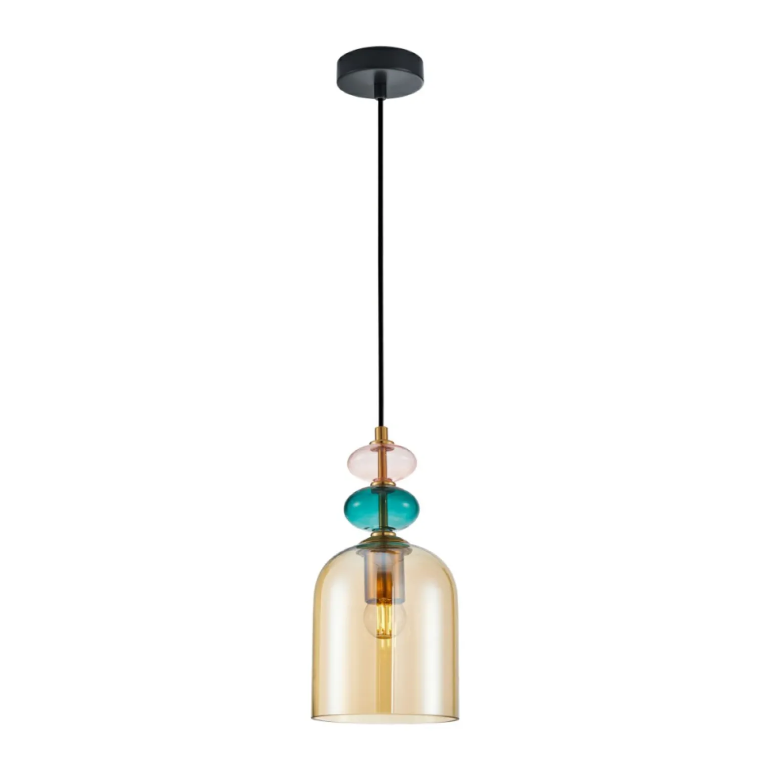 Sale Kolorowa lampa wisząca na E27 PND-30263-1B-BRO-AMB z serii BUSCO Żyrandole Nowoczesne