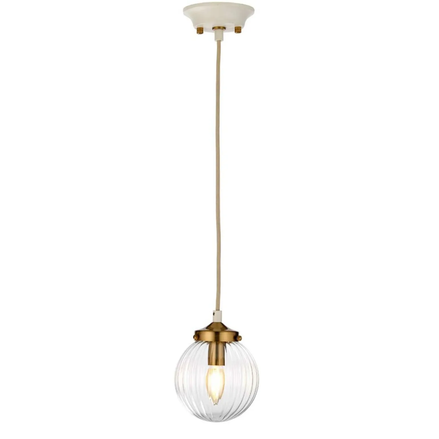 Store Kremowa lampa wisząca z kloszem DL-COSMOS-1P z serii COSMOS Żyrandole Nowoczesne