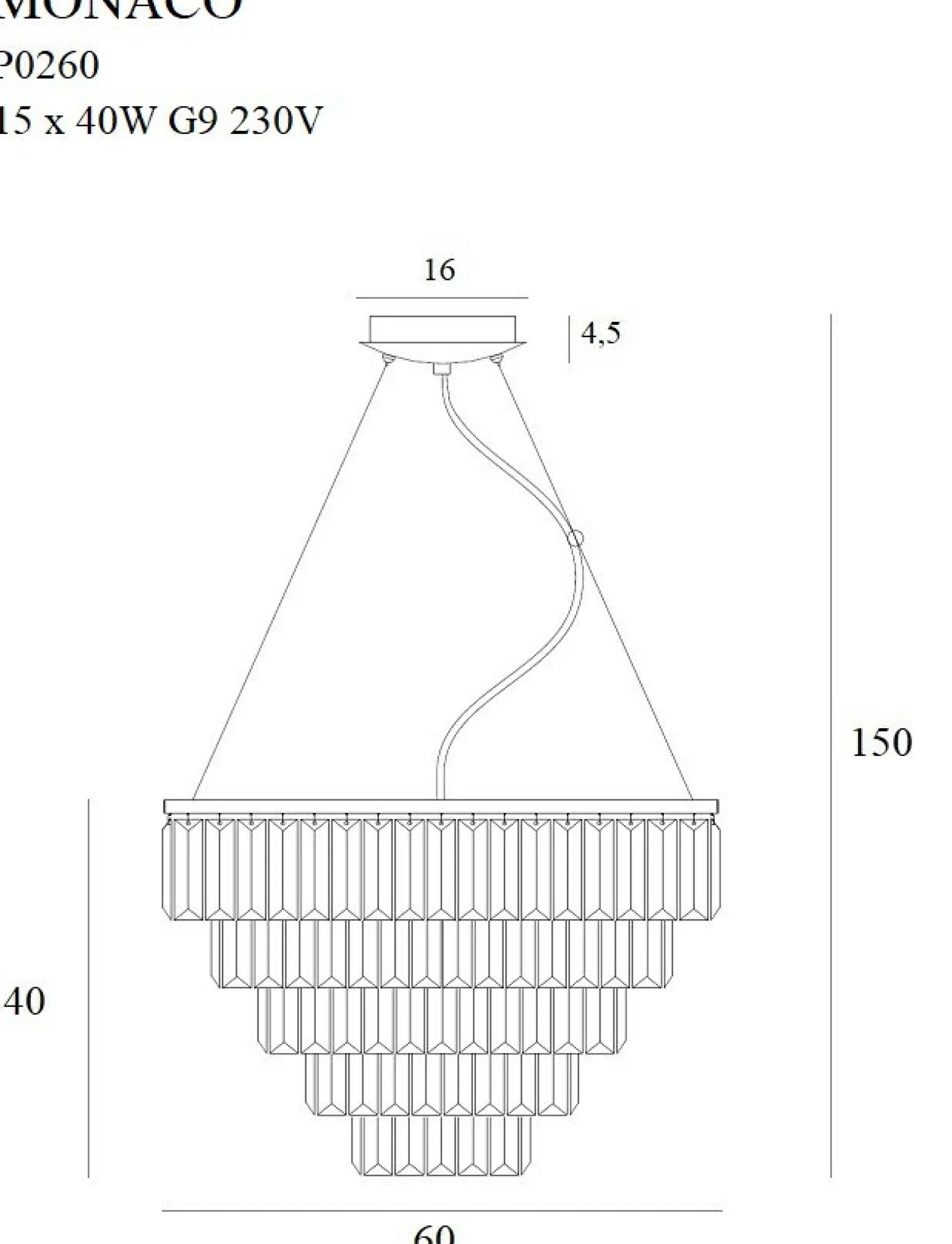 Store Kryształowa lampa wisząca Ø60cm MX P0260 MONACO | Kaja Oświetlenie Żyrandole Nowoczesne