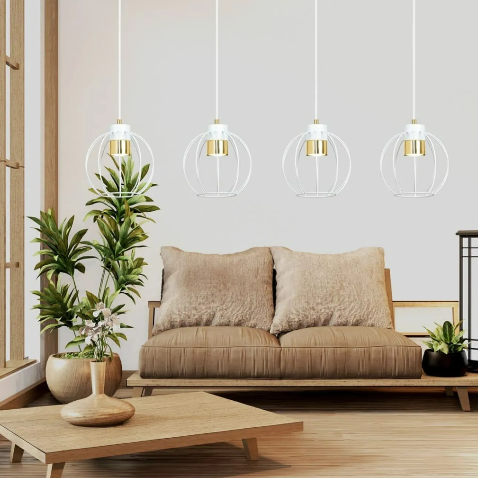 Sale Lampa - cztery druciane klosze zwisające z listwy 1224/4 z serii AJAX Żyrandole Nowoczesne
